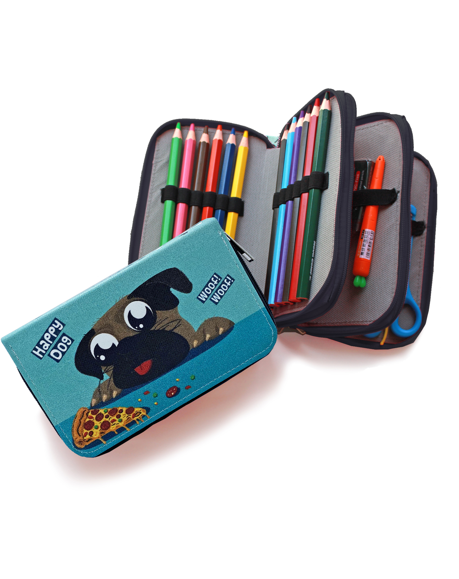 Kalem Kutusu Sevimli Köpek Kawai Organizer Kalemkutu Vegan Deri Ü