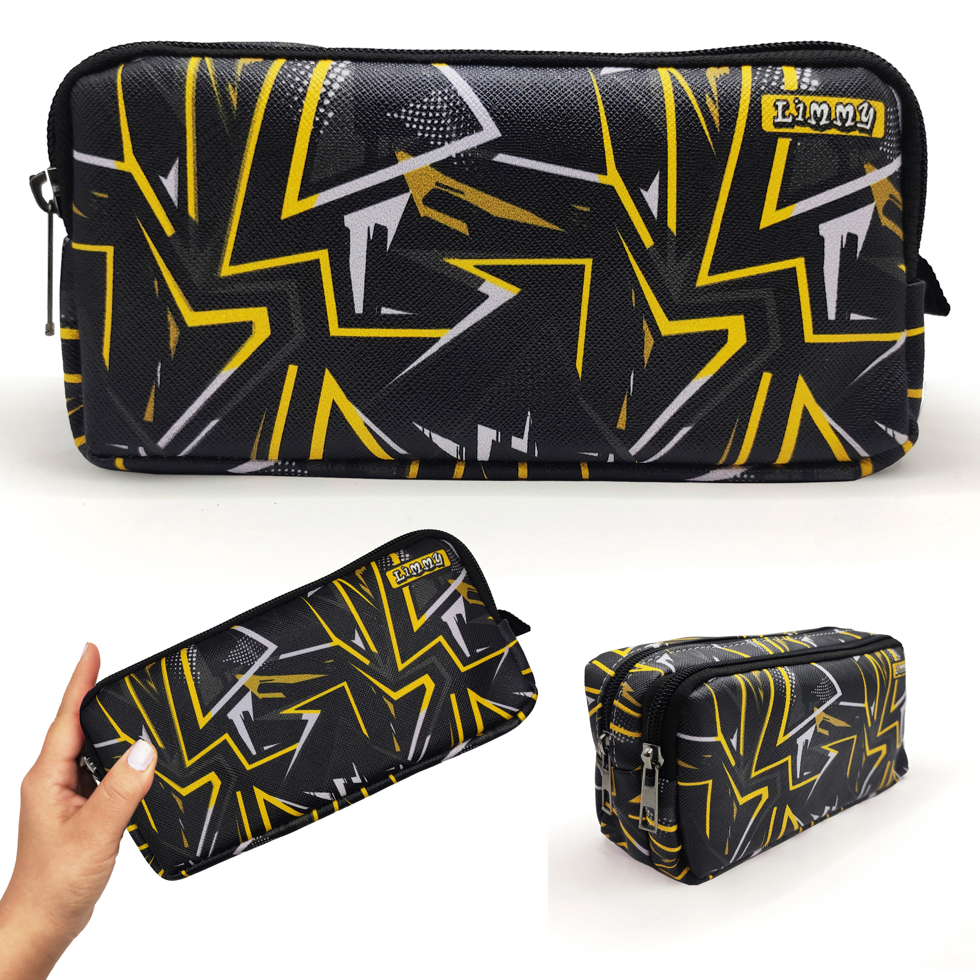 Kalem Kutusu Siyah Kamuflaj Kalemkutu Vegan Deri iki Bölmeli Kale