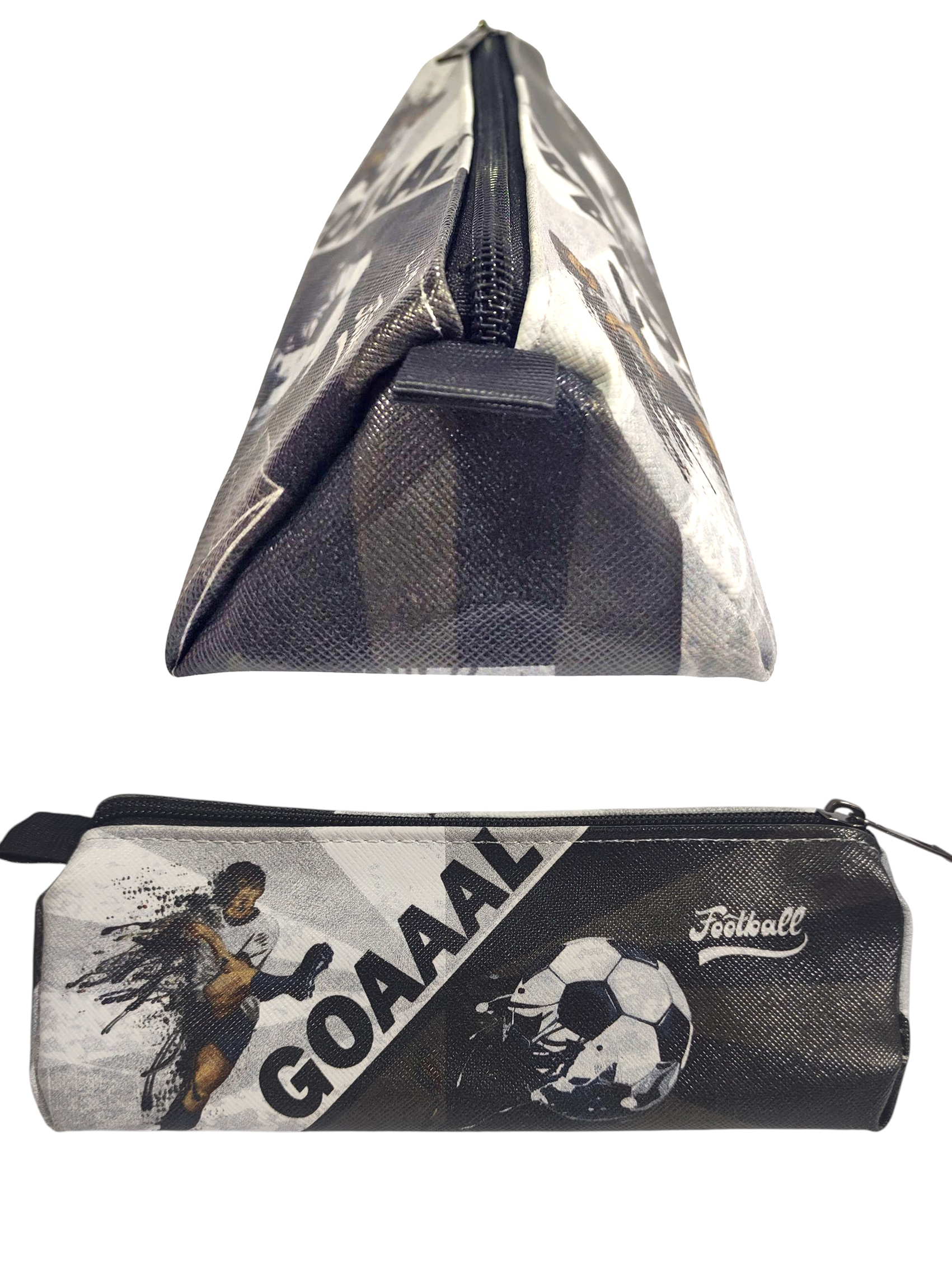 Kalem Kutusu Siyah Beyaz Futbol Üçgen Kalemkutu Jumbo Vegan Deri 