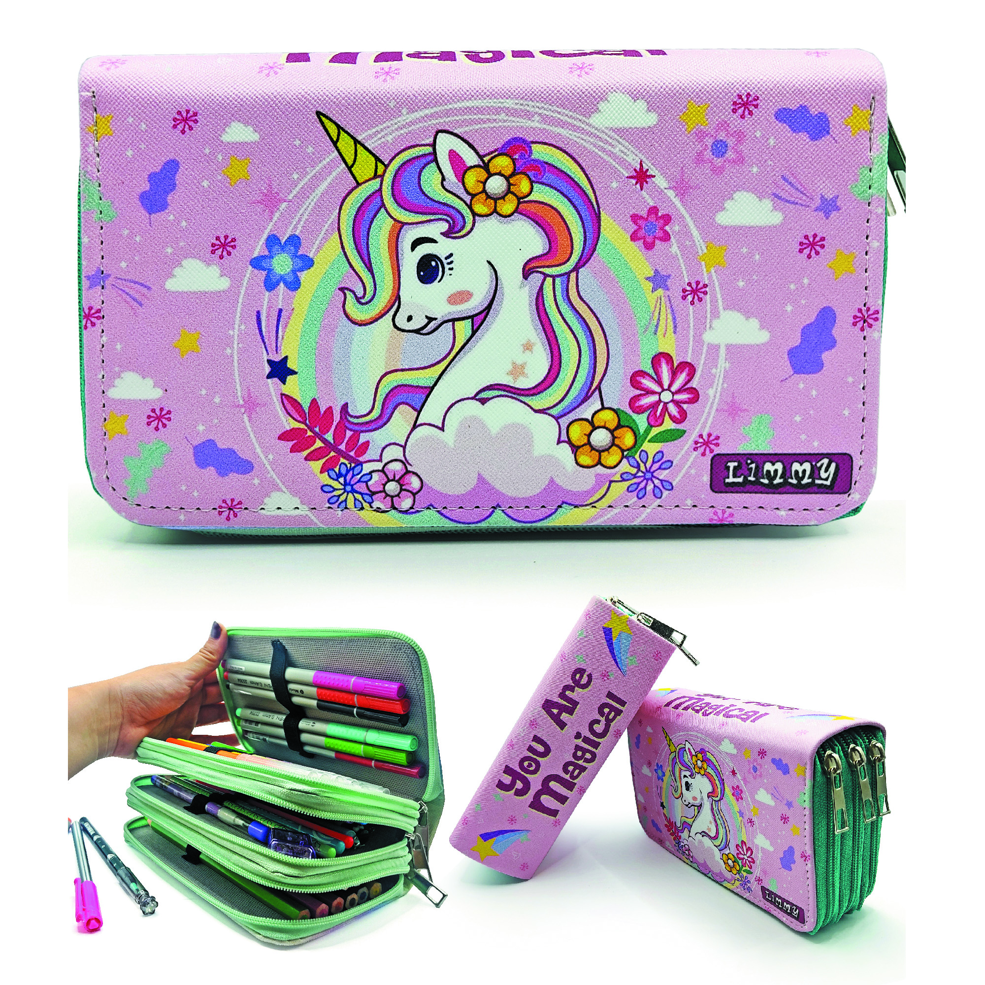 Kalem Kutusu Unicorn Bahar Temalı Kawai Organizer Kalemkutu Vegan