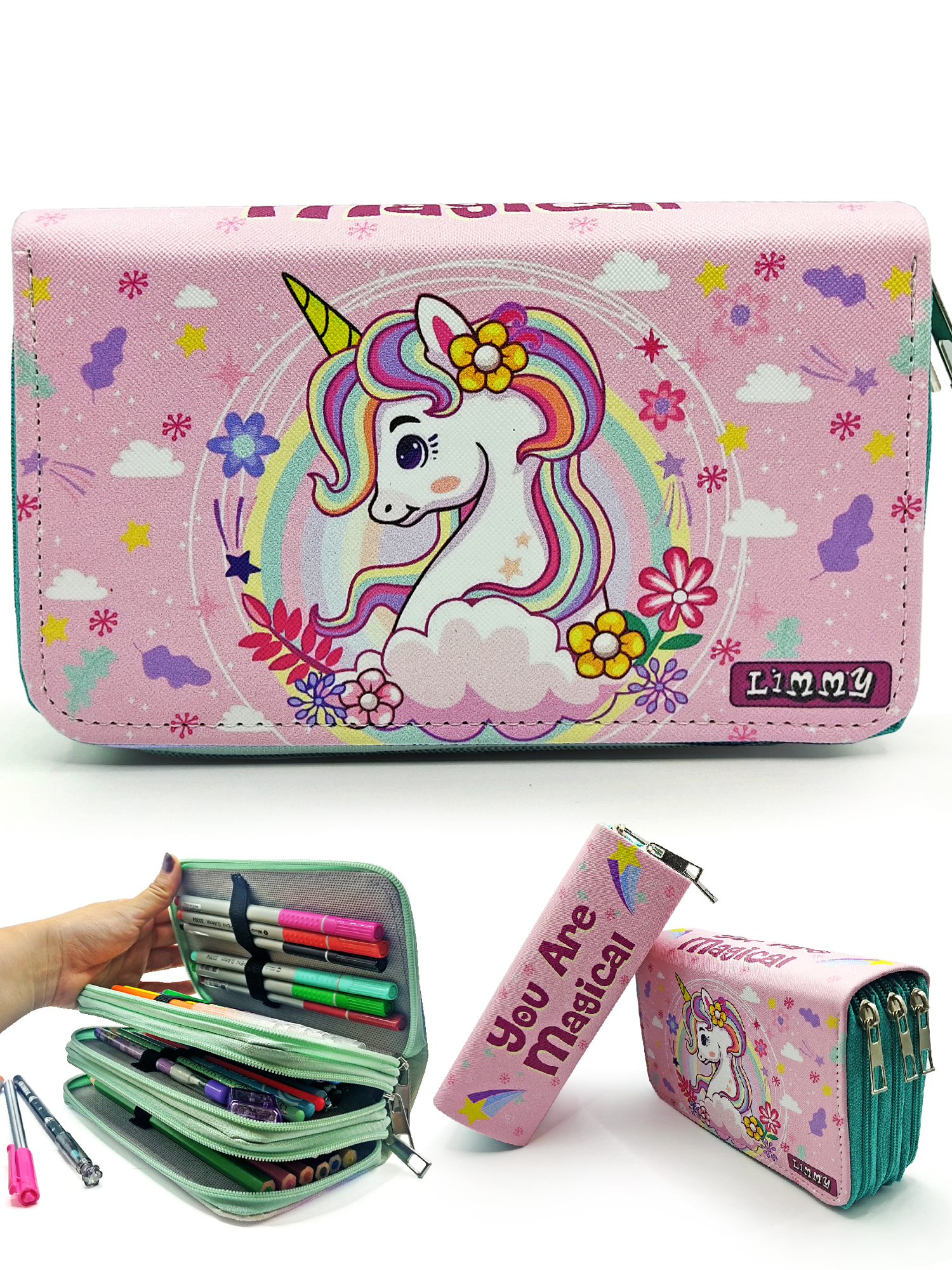 Kalem Kutusu Unicorn Bahar Temalı Kawai Organizer Kalemkutu Vegan