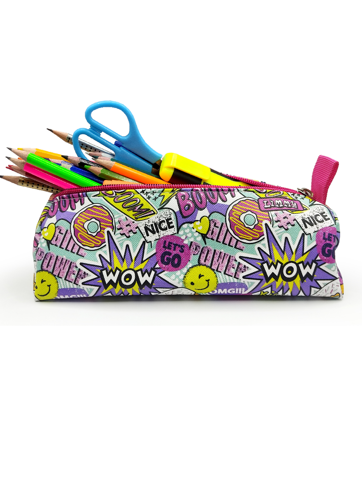 Limmy Kalem Kutusu Wow Oops Boom Smile Desenli Üçgen Kalemkutu Jumbo Ve