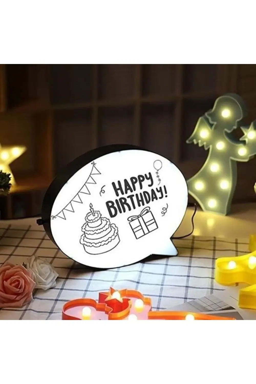 ® Kalemle Yazılabilen Konuşma Balonu Görünümlü Işıklı Mesaj Panos