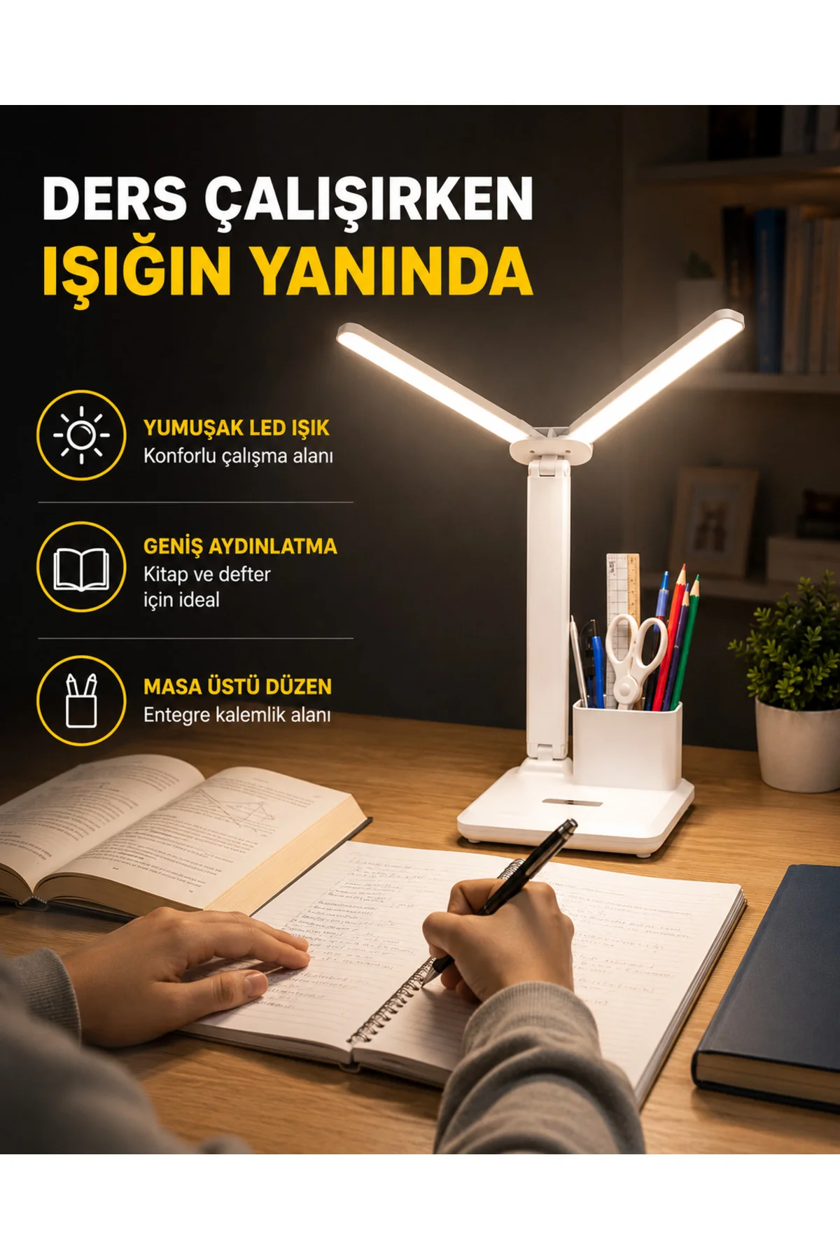 Kalemlik ve Telefon Standlı Masa Lambası – Kısılabilir LED Işık, Göz Dostu Tasarım Yeni Nesil Kalemlik ve Telefon Standlı Masa Lambası – Kısılabilir LED Işık, Göz Dostu Tasarım Yeni Nesil