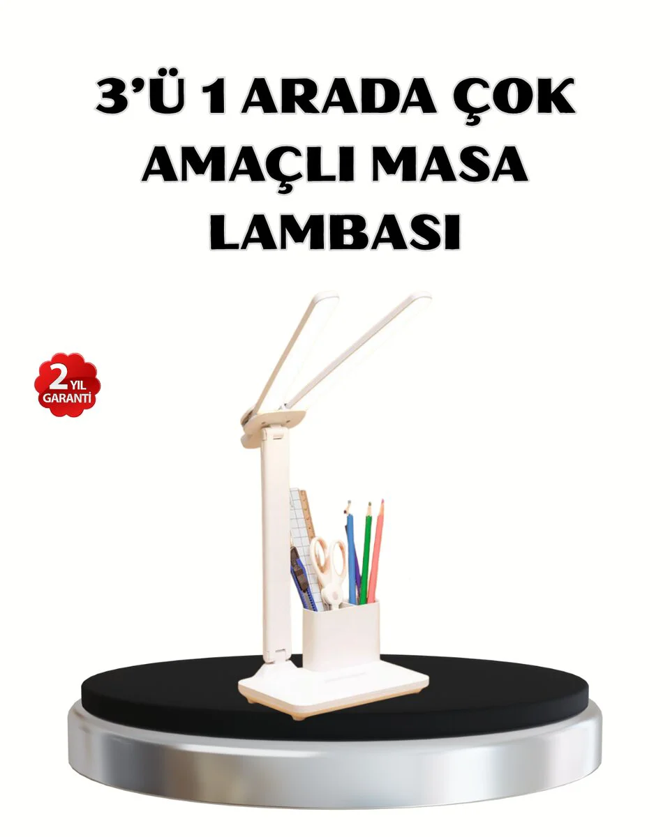 Kalemlik ve Telefon Standlı Masa Lambası – Kısılabilir LED Işık G