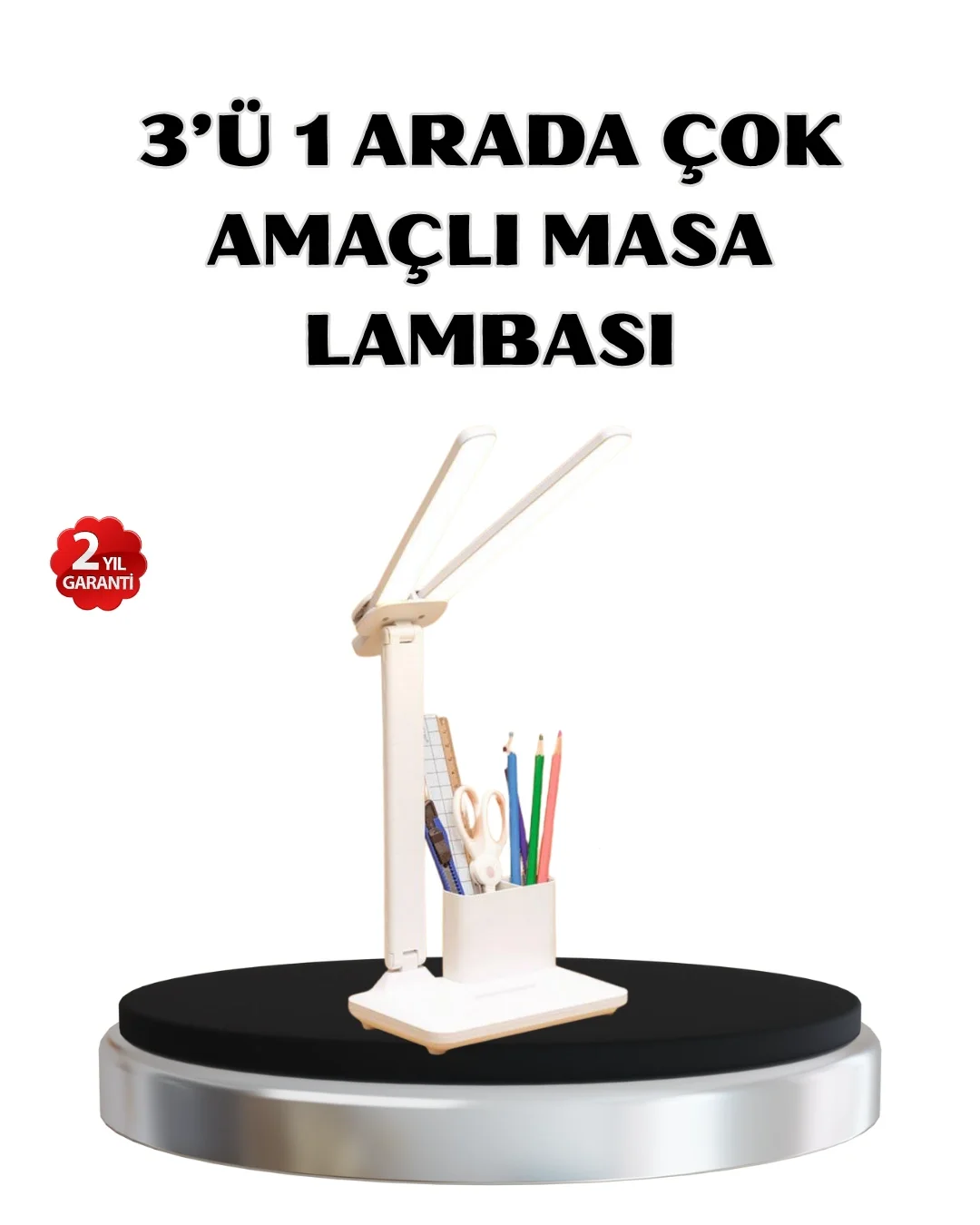 Kalemlik ve Telefon Standlı Masa Lambası – Kısılabilir LED Işık, 