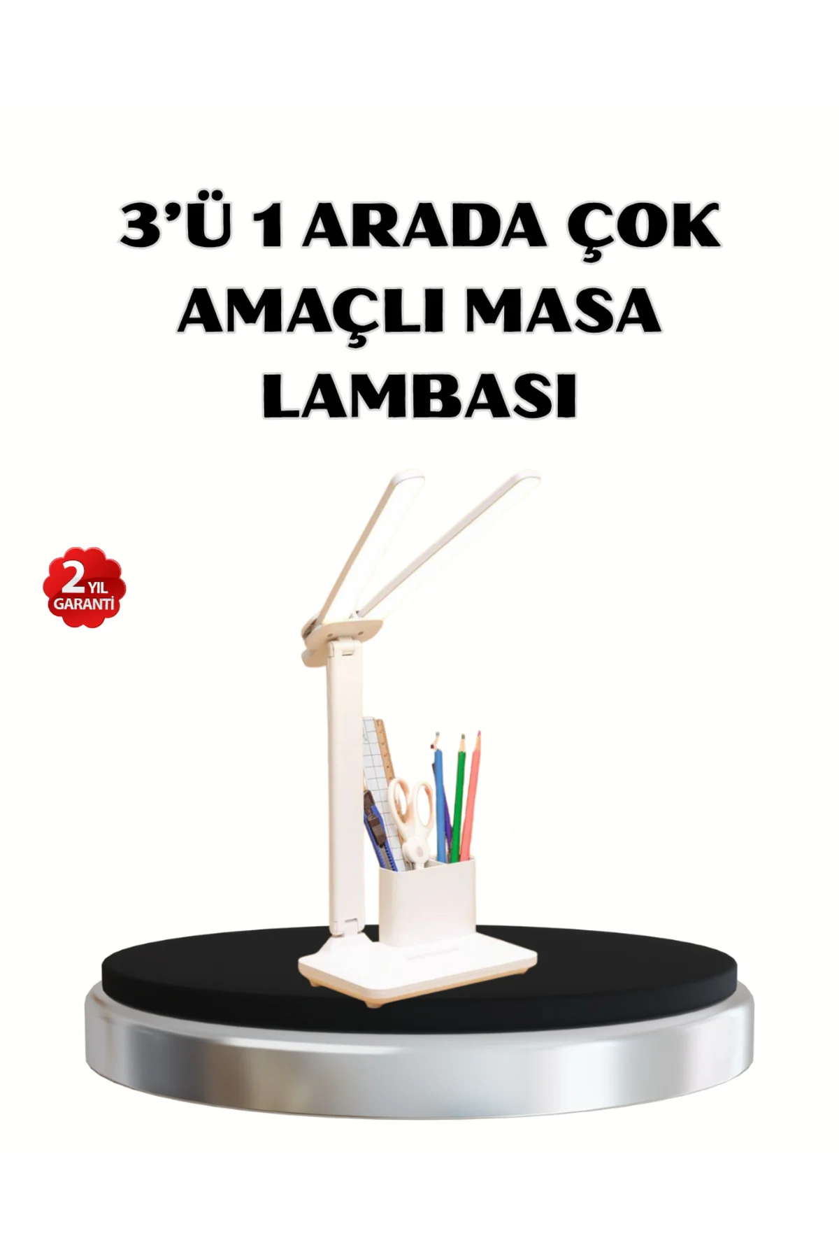 Kalemlik ve Telefon Standlı Masa Lambası – Kısılabilir LED Işık, 