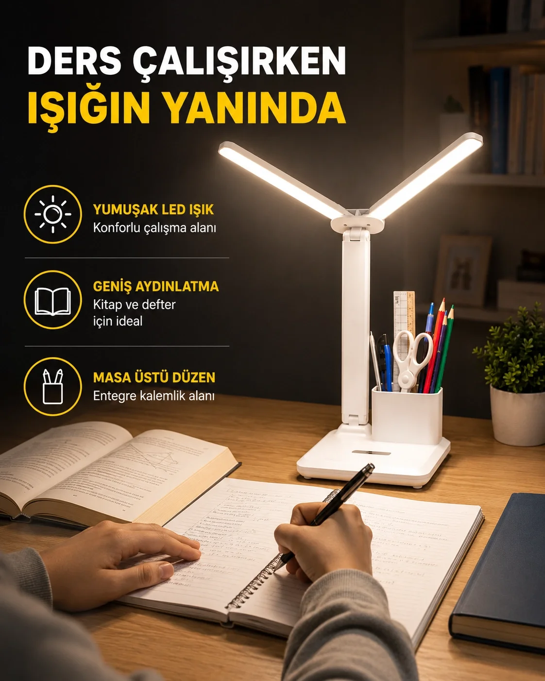 Kalemlik ve Telefon Standlı Masa Lambası – Kısılabilir LED Işık, Göz Dostu Tasarım Yeni Nesil Fiyatı, Yorumları ve Özellikleri