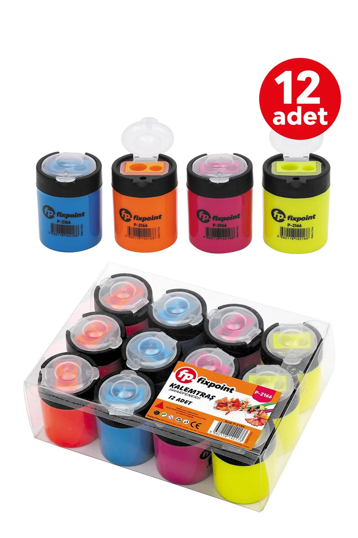 Kalemtraş 2li Yuvarlak 12 ADET FixPoint P-2166