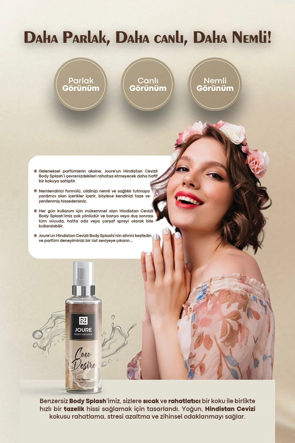 Kalıcı Coco Desire Kokusu Ve Nemlendirme Etkili Kadın Vücut Spreyi 200 ml - Görsel 2