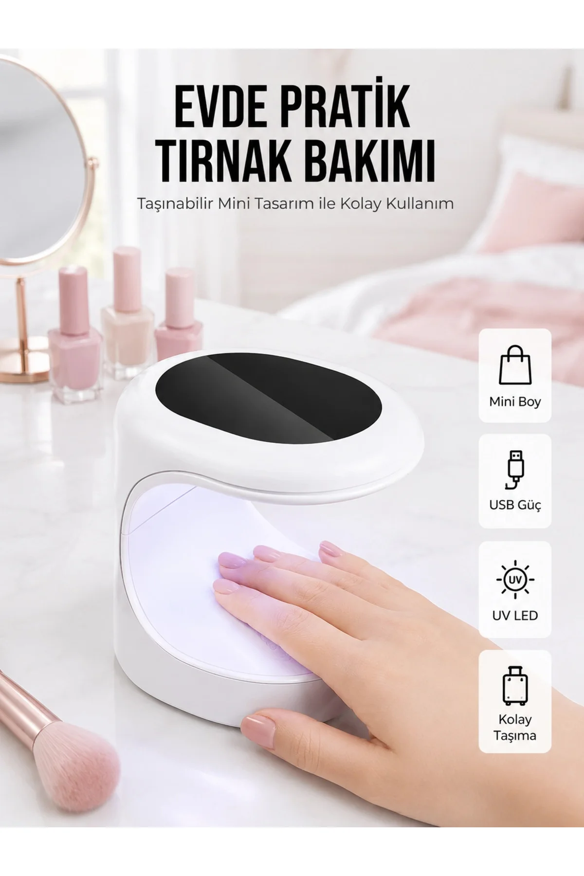 Kalıcı Oje Kurutucu Mini UV Işınlı Taşınabilir Hızlı ve Pratik Oje Kurutucu