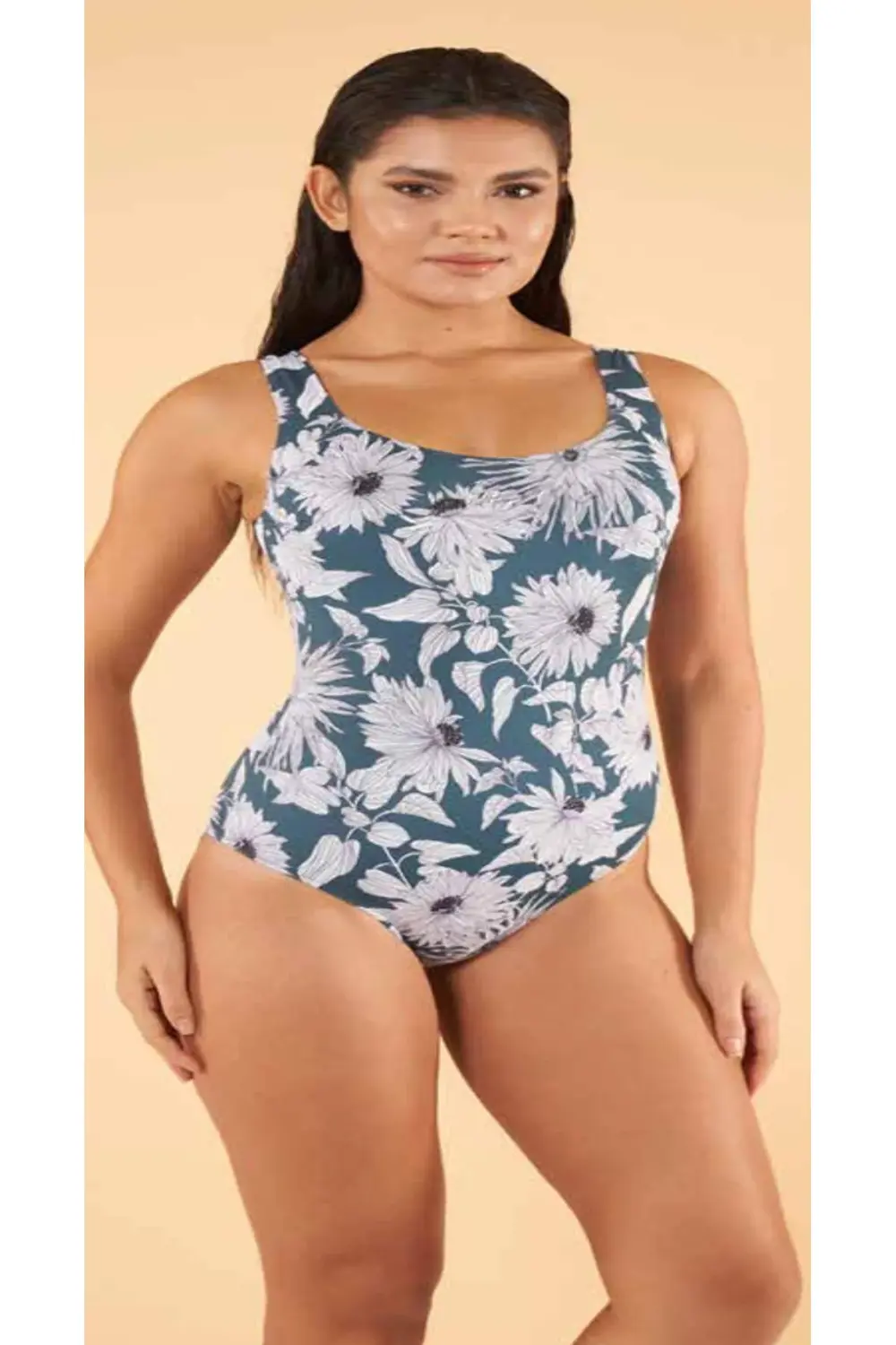 Kalın Askı U Yaka Mayo Beyazmavi