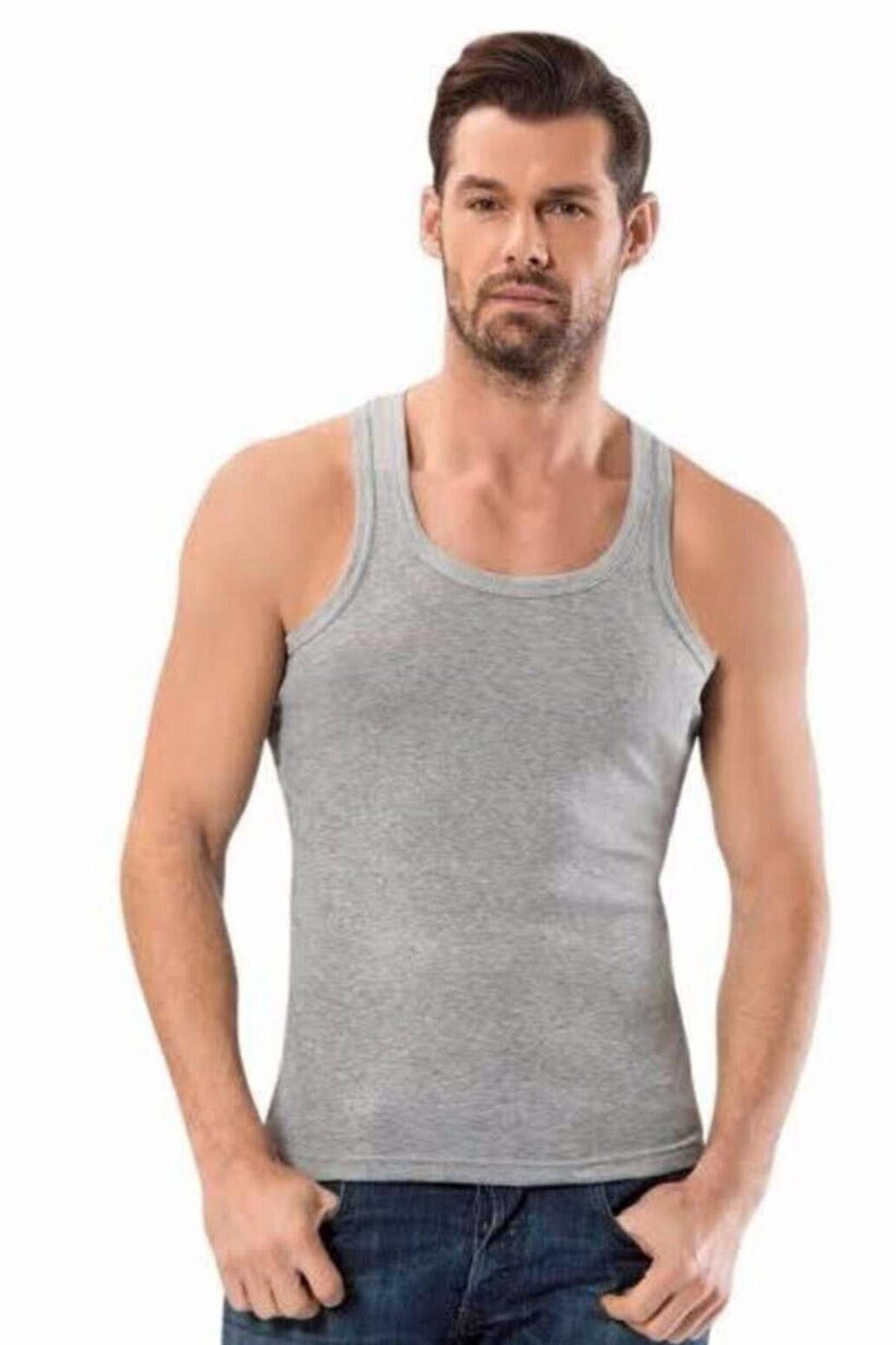 Just Cheap Store Kalin Askili Klasik Erkek Atlet Gri - 1151A