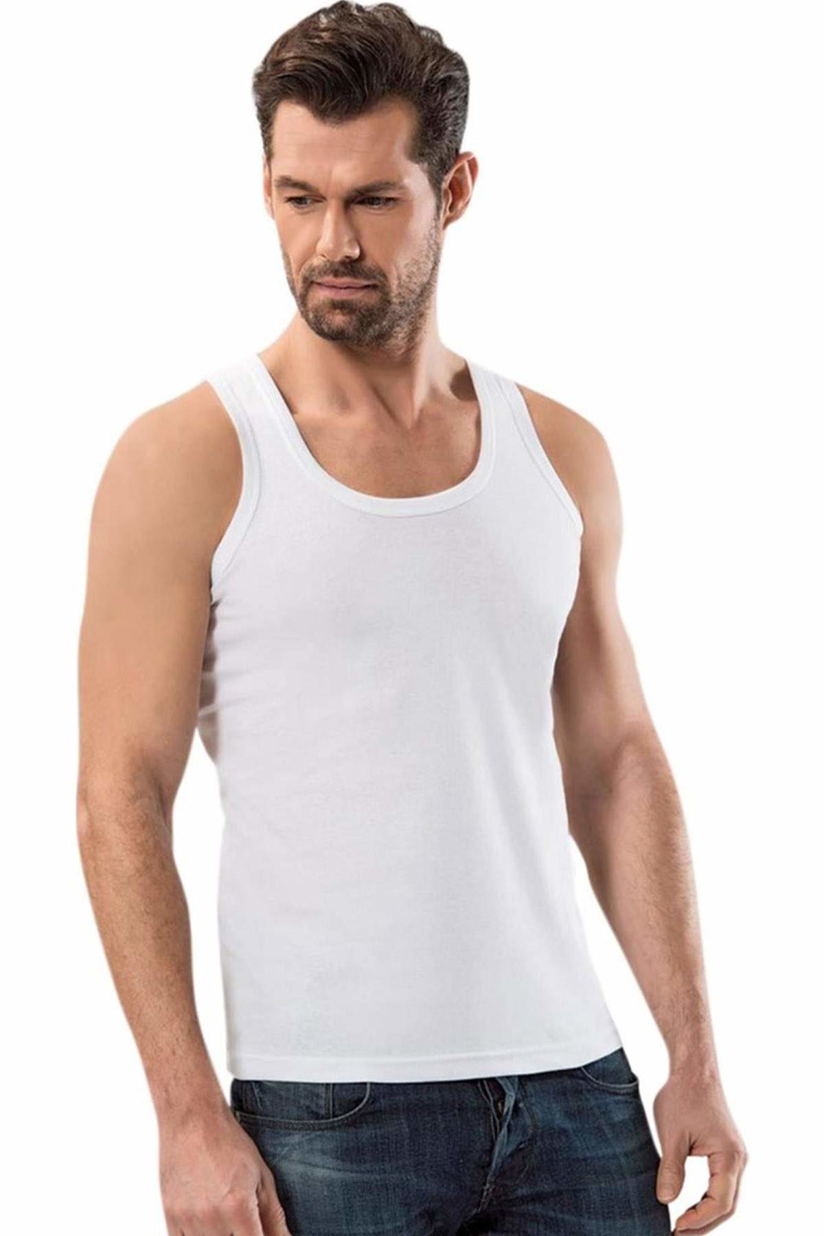 Just Cheap Store Kalin Askili Klasik Erkek Atlet Beyaz - 1151A