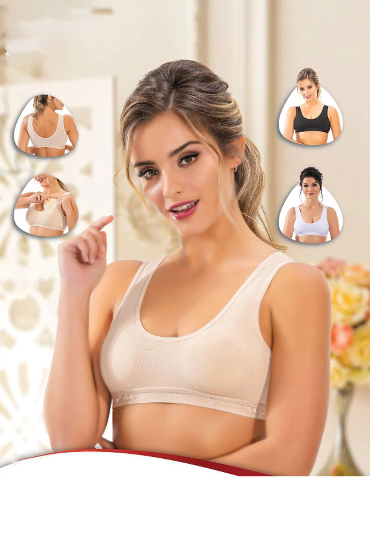 Kalın Askılı Pedli Büstiyer Sütyen - X-large, Beyaz Liza 660