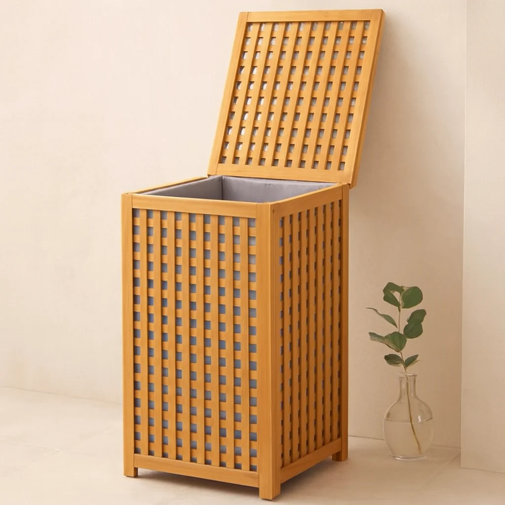 Kalın Bambu Kirli Çamaşır Sepeti 40x40x58 cm Kalın Bambu Kirli Çamaşır Sepeti 40x40x58 cm