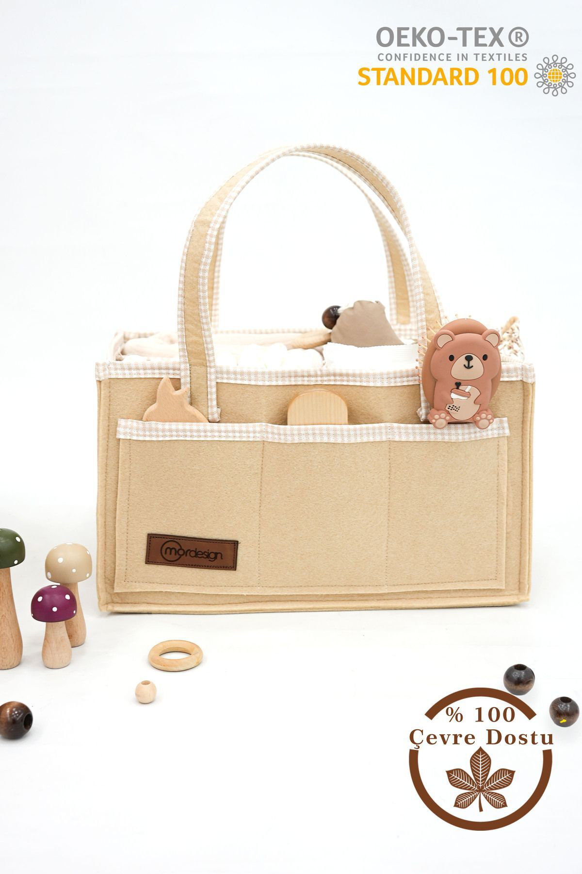 Kalın Keçe Anne Bebek Bakım Çantası, Organizer, Çok Gözlü Düzenle