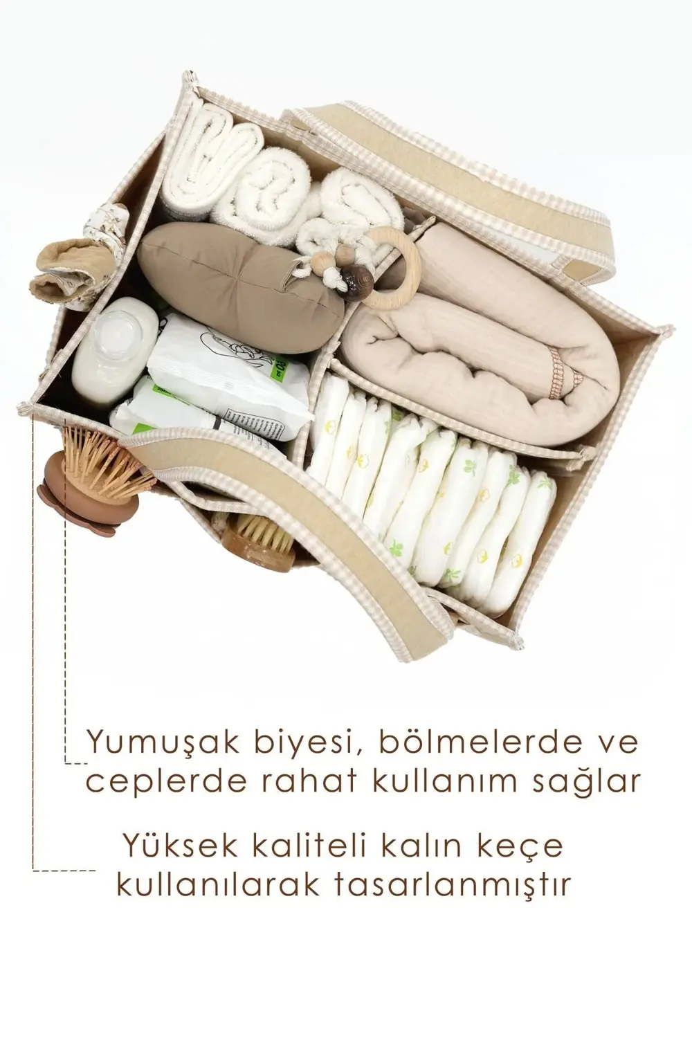 Mordesign Kalın Keçe Anne Bebek Bakım Çantası, Organizer, Çok Gözlü Düzenle