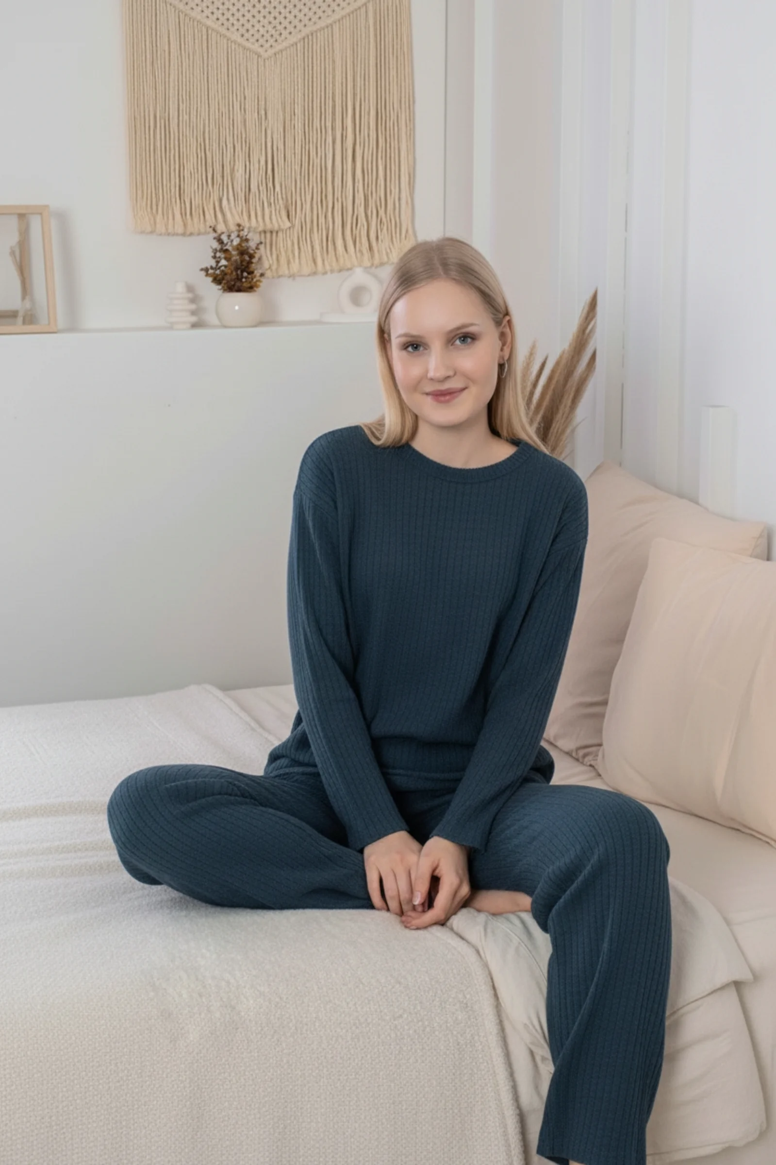 Kalın Kışlık İnterlok Şeritli Uzun Kollu Örme Pijama Takımı, Lacivert, XL Fiyatı, Yorumları ve Özellikleri