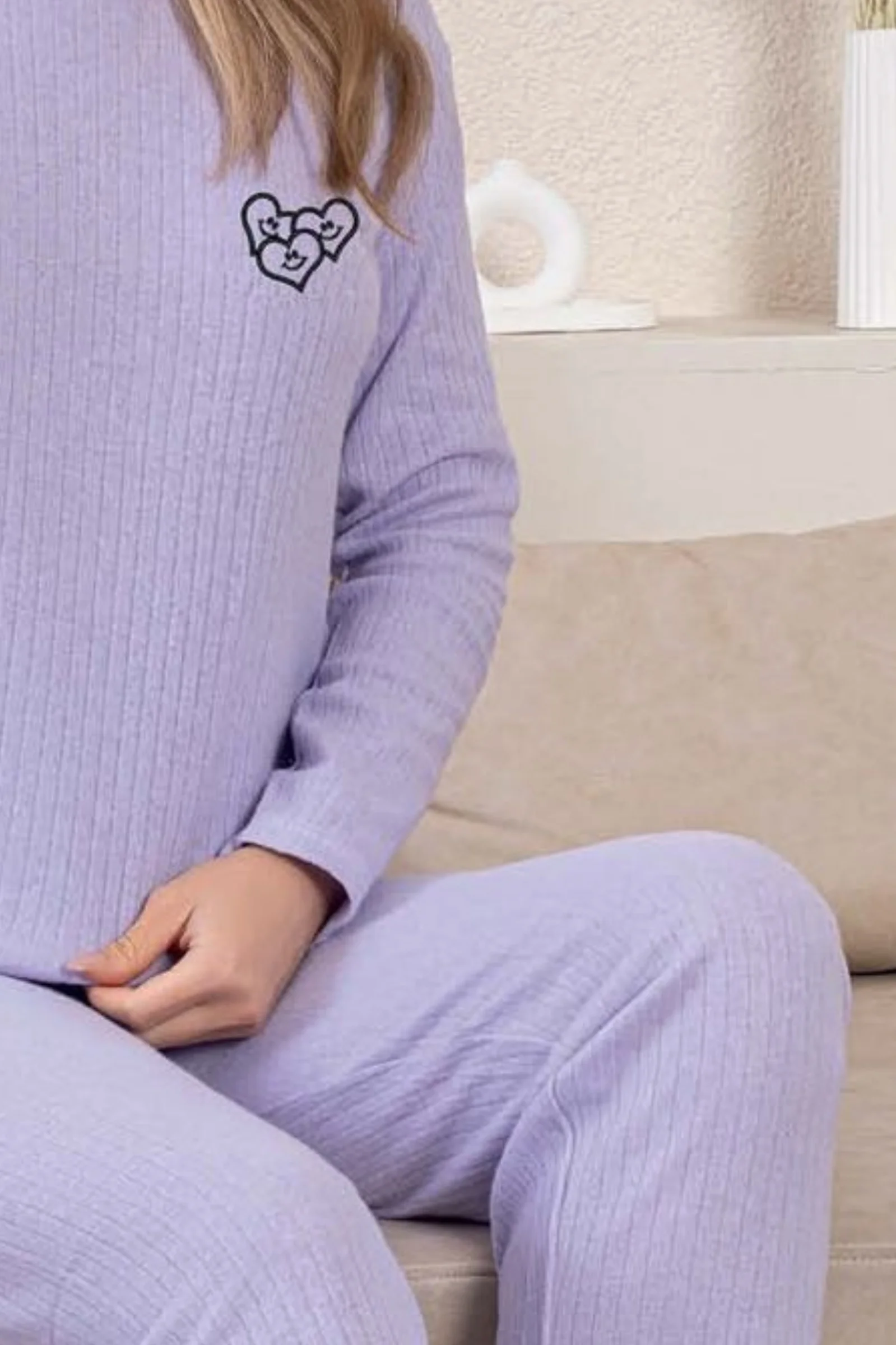 Kalın Kışlık İnterlok Şeritli Uzun Kollu Örme Pijama Takımı, Lila, L Fiyatı, Yorumları ve Özellikleri