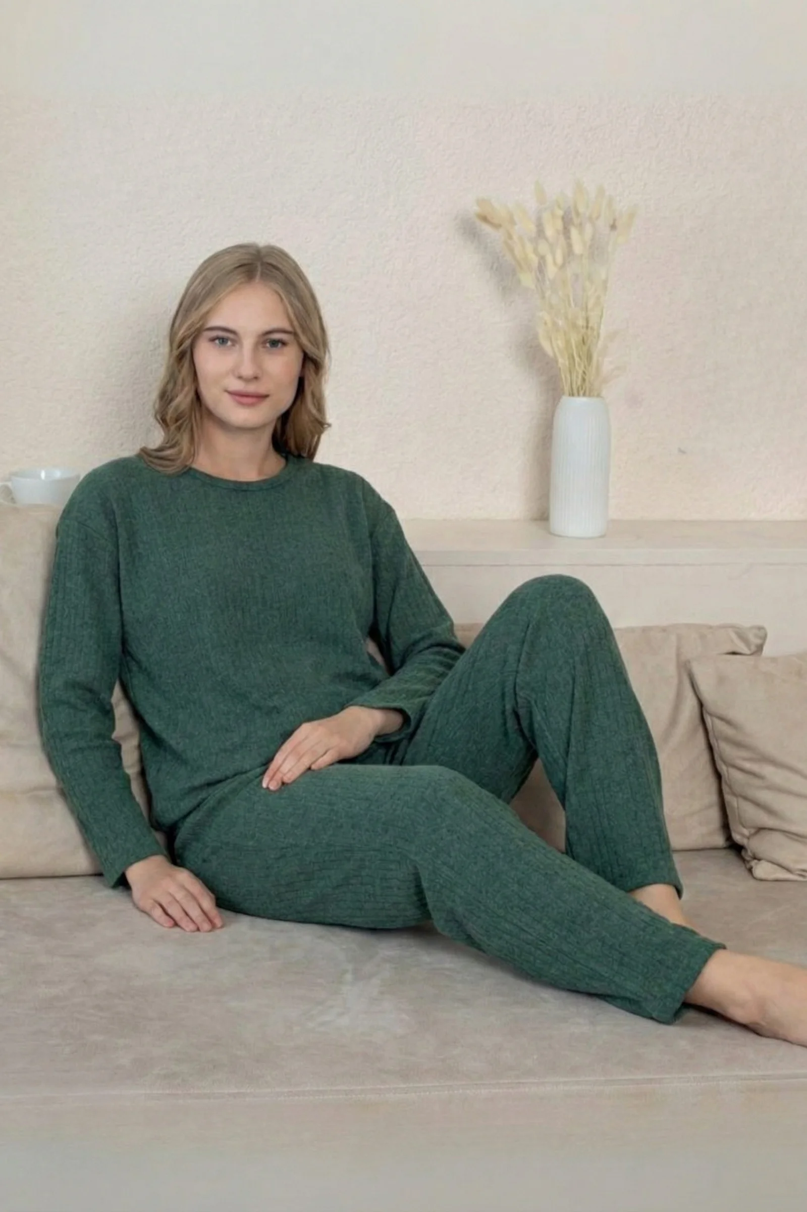 Kalın Kışlık İnterlok Şeritli Uzun Kollu Örme Pijama Takımı, Koyu Yeşil, L Kalın Kışlık İnterlok Şeritli Uzun Kollu Örme Pijama Takımı, Koyu Yeşil, L Fiyatı, Yorumları ve Özellikleri
