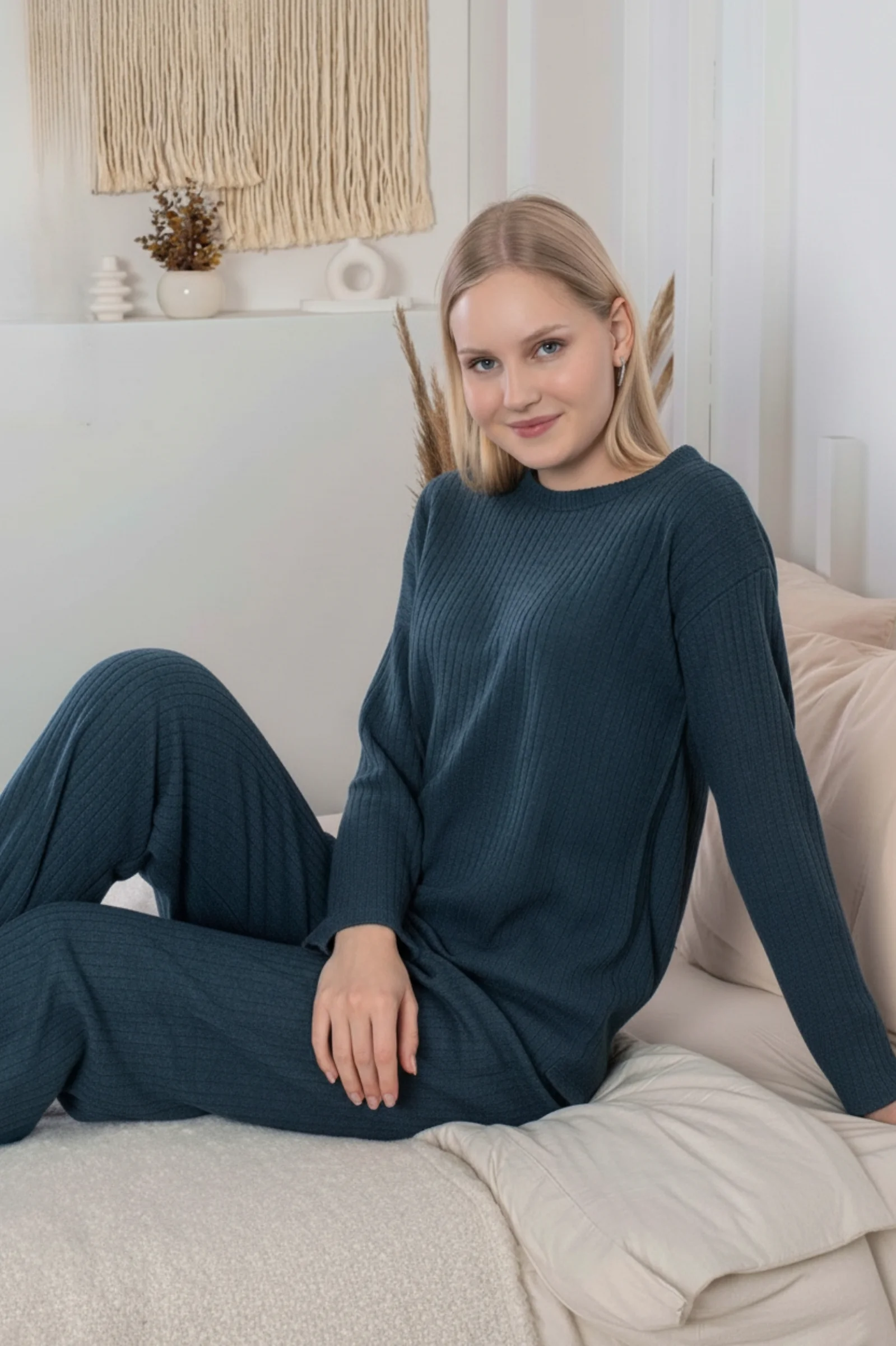Kalın Kışlık İnterlok Şeritli Uzun Kollu Örme Pijama Takımı, Lacivert, XL Fiyatı, Yorumları ve Özellikleri
