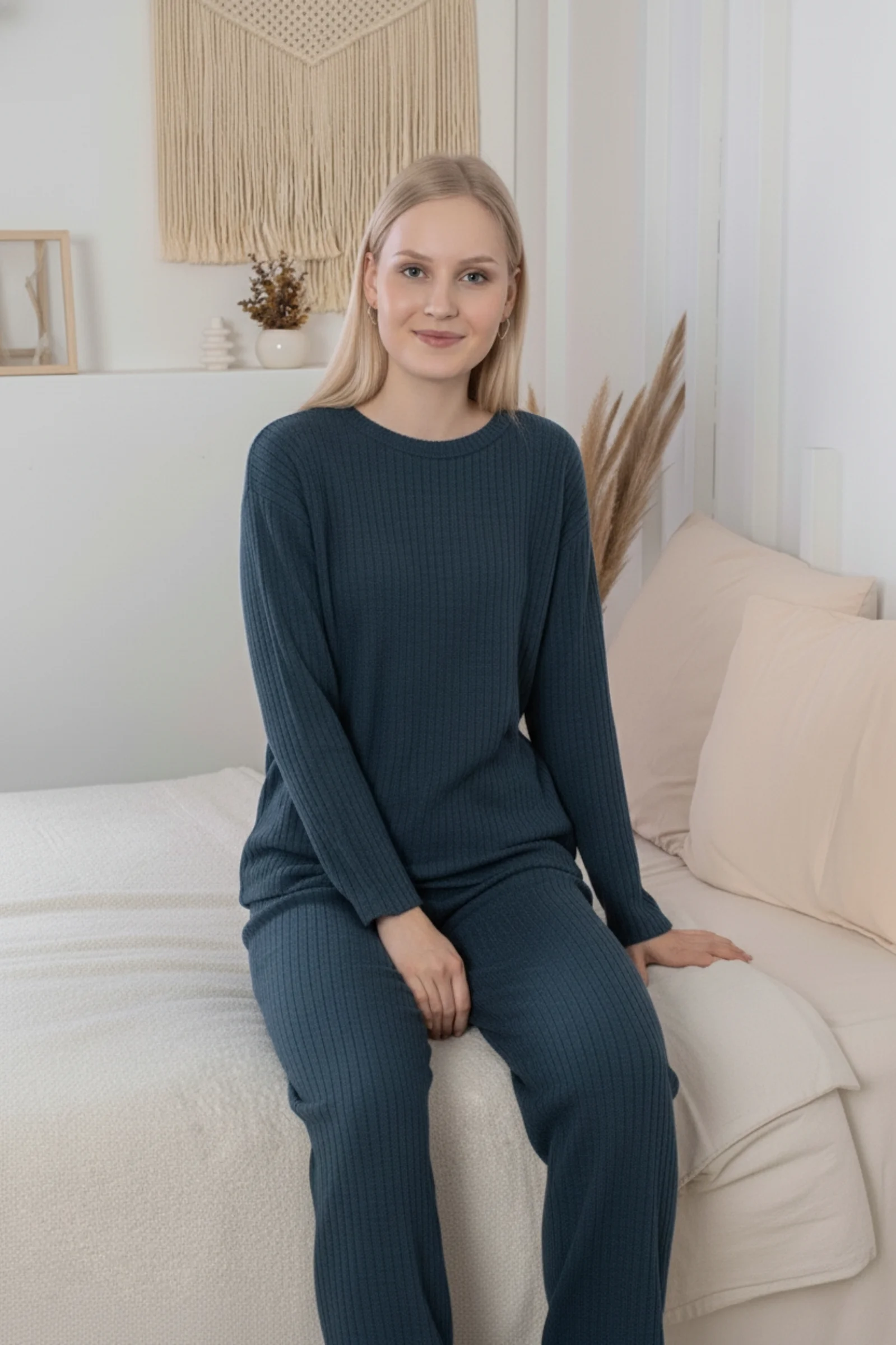 Kalın Kışlık İnterlok Şeritli Uzun Kollu Örme Pijama Takımı, Lacivert, XL Fiyatı, Yorumları ve Özellikleri