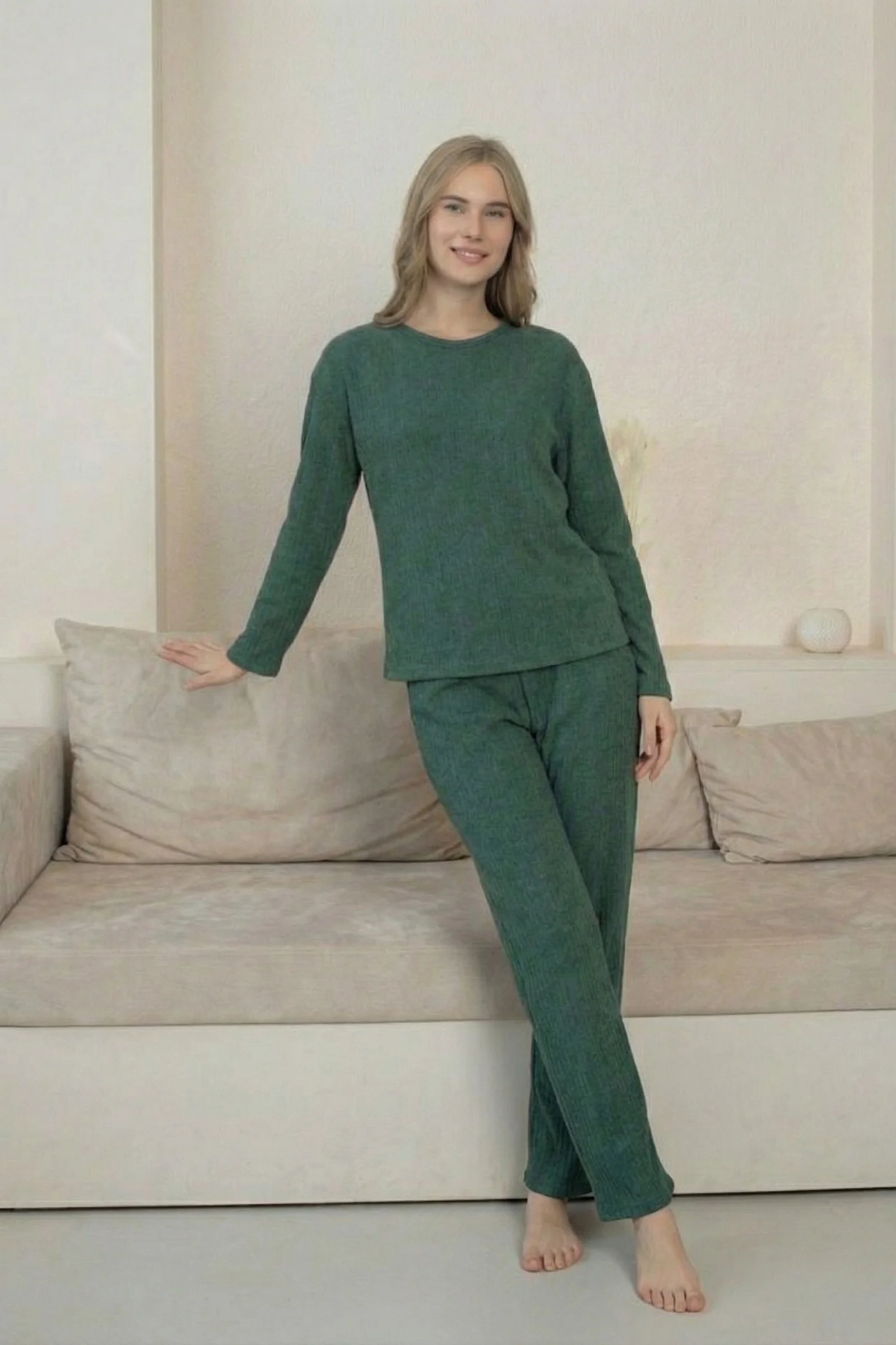 Kalın Kışlık İnterlok Şeritli Uzun Kollu Örme Pijama Takımı, Koyu Yeşil, M Kalın Kışlık İnterlok Şeritli Uzun Kollu Örme Pijama Takımı, Koyu Yeşil, M Fiyatı, Yorumları ve Özellikleri