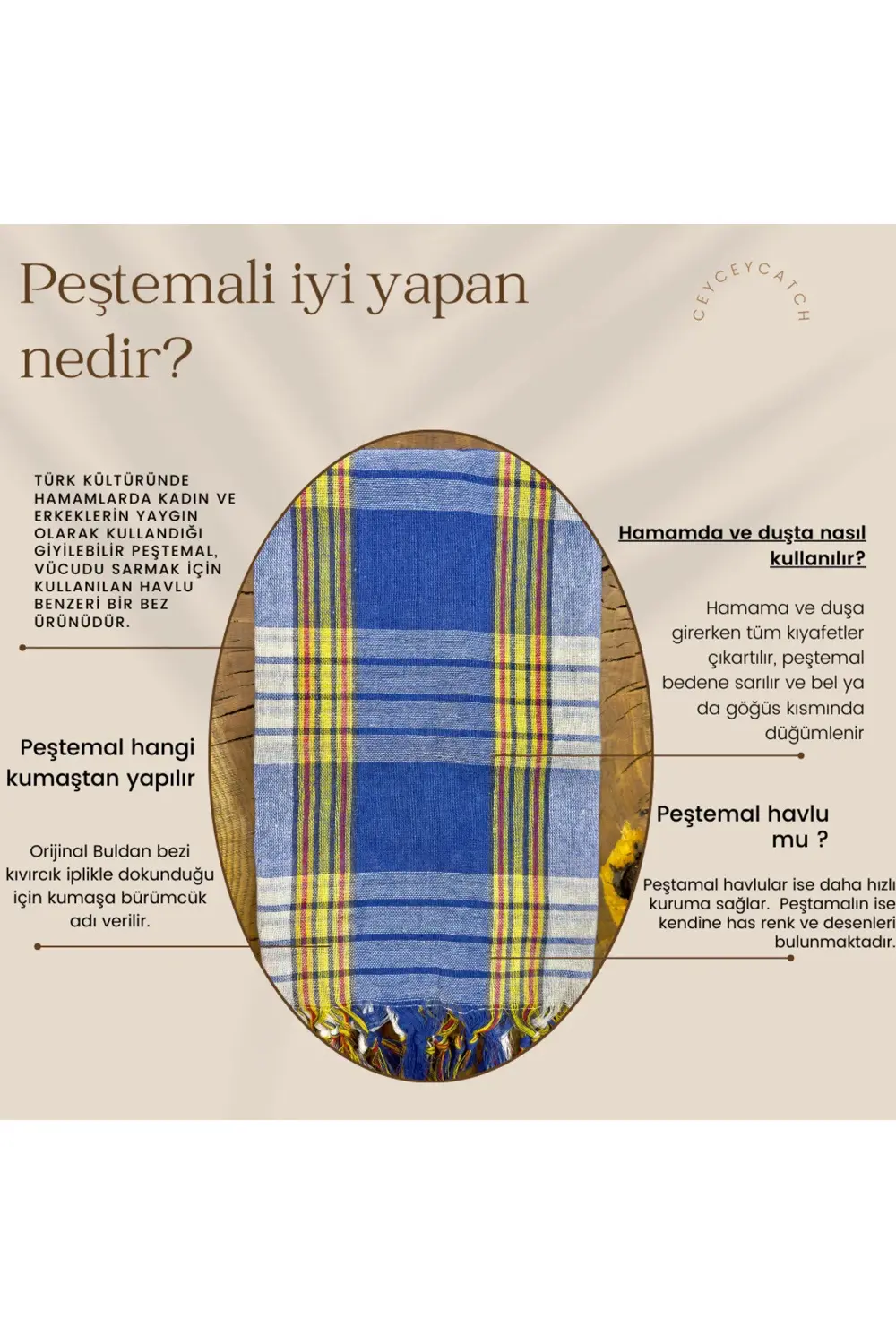 Kalın Pamuklu Hamam Peştemali Duş ve Plaj Havlusu