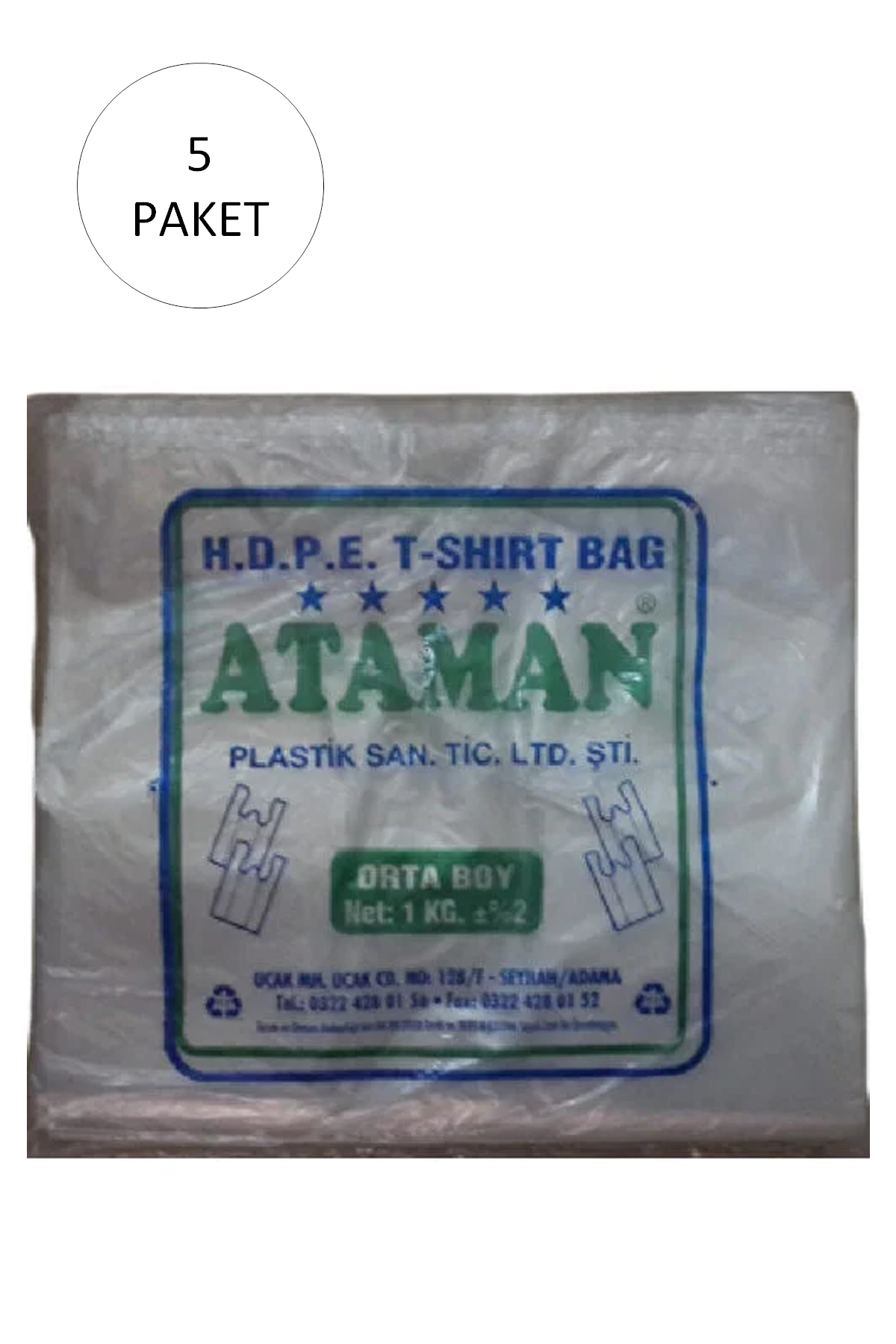 Kalın Şeffaf Atlet Poşet Orta Boy 27x47 Cm 1 Kg (5 Paket-Takriben