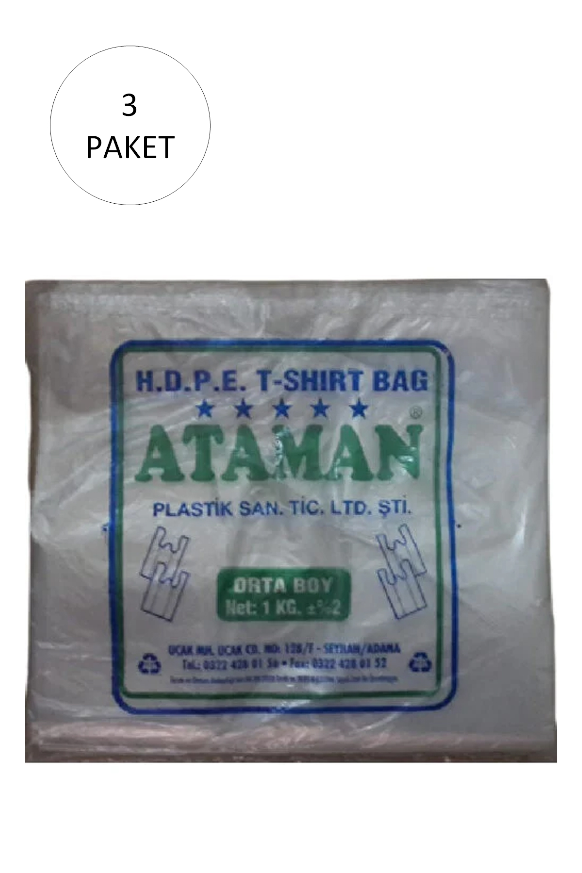 Just Cheap Store Kalın Şeffaf Atlet Poşet Orta Boy 27X47 Cm 1 Kg (3 Paket-Takriben