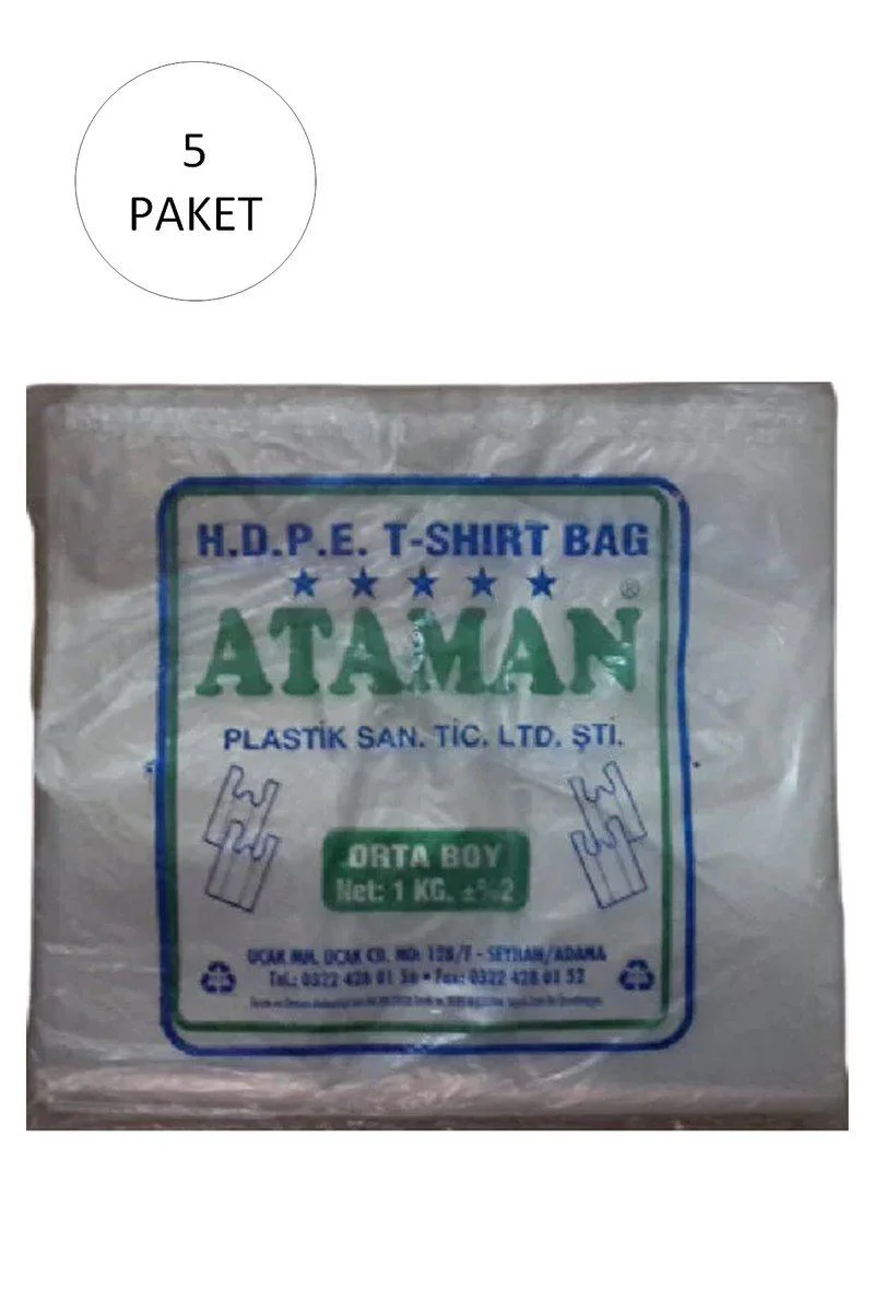 Kalın Şeffaf Atlet Poşet Orta Boy 27x47 Cm – 1 Kg (5 Paket / 725 Adet) | Dayanıklı Poşet