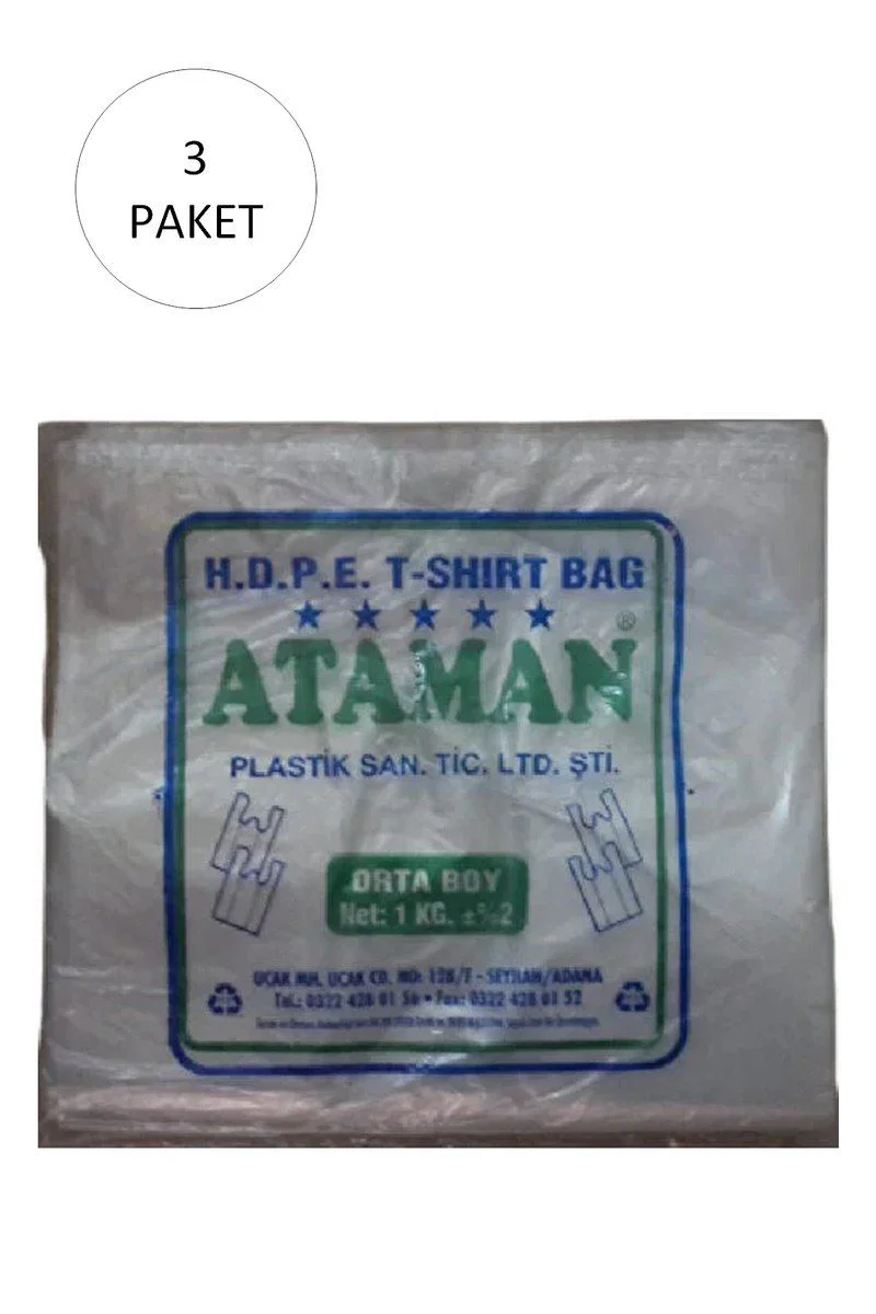 Kalın Şeffaf Atlet Poşet Orta Boy 27x47 Cm – 1 Kg (3 Paket / 435 Adet) Fiyatı, Yorumları ve Özellikleri