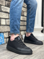 Kalın Yüksek Taban Smile Desenli Siyah Spor Erkek Ayakkabı