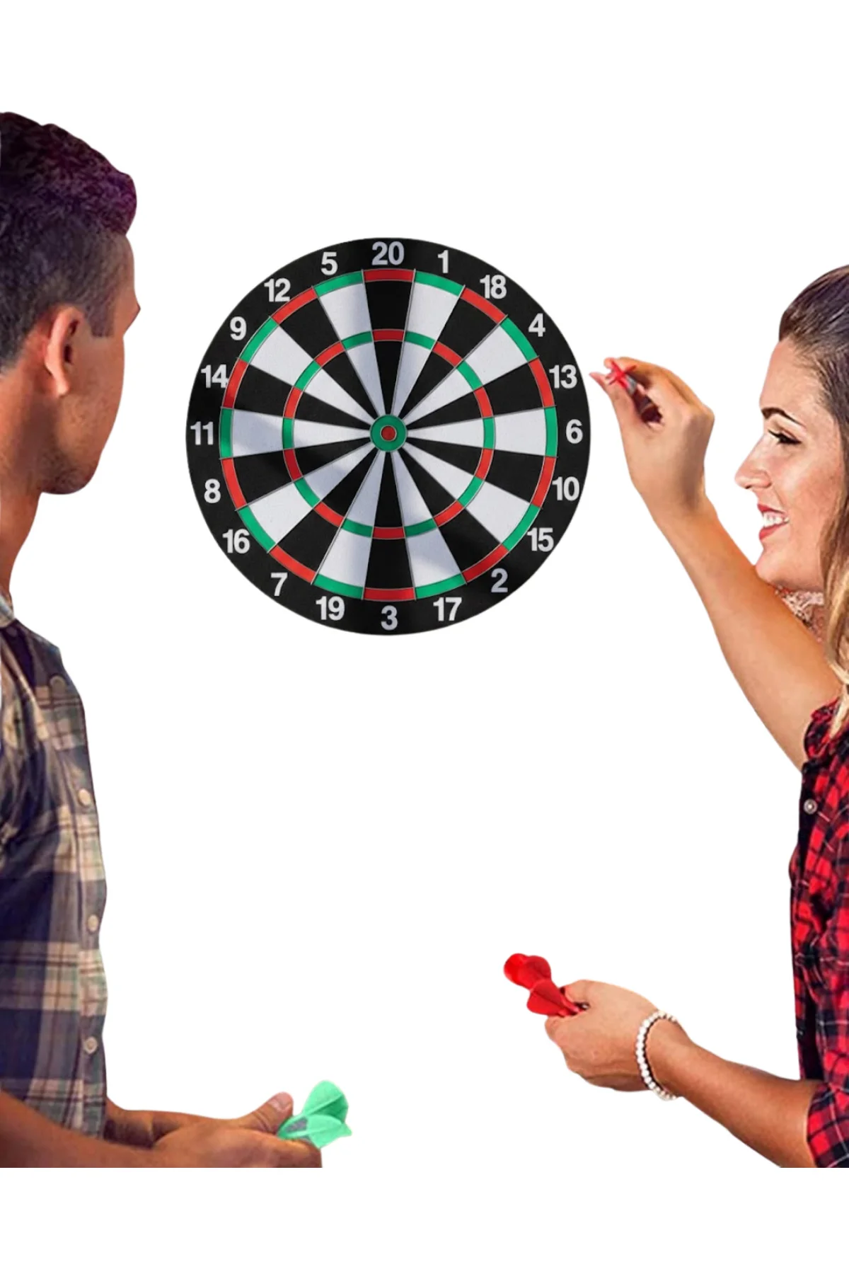 Kaliteli Ahşap Dart Tahtası 12 İnç 4 Adet Metal İğne Uçlu Ok