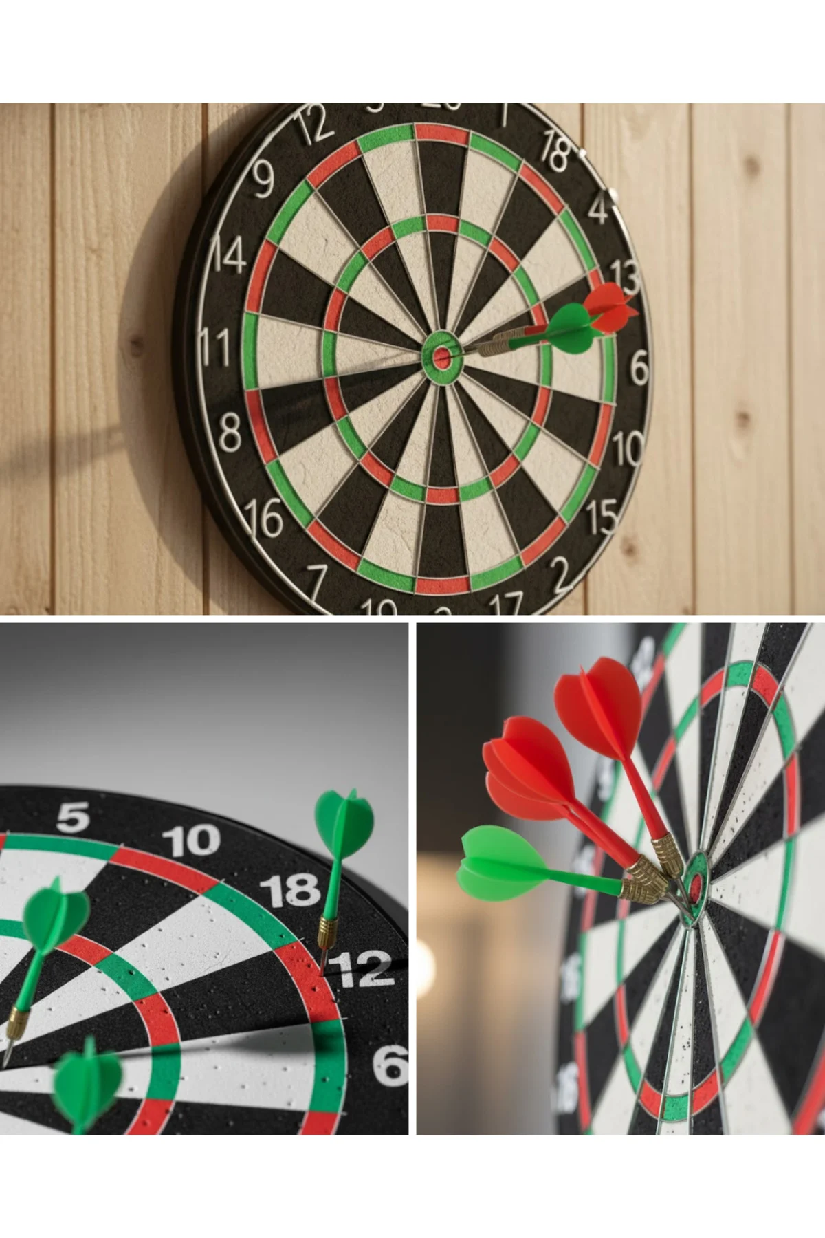 Kaliteli Ahşap Dart Tahtası 12 İnç 4 Adet Metal İğne Uçlu Ok