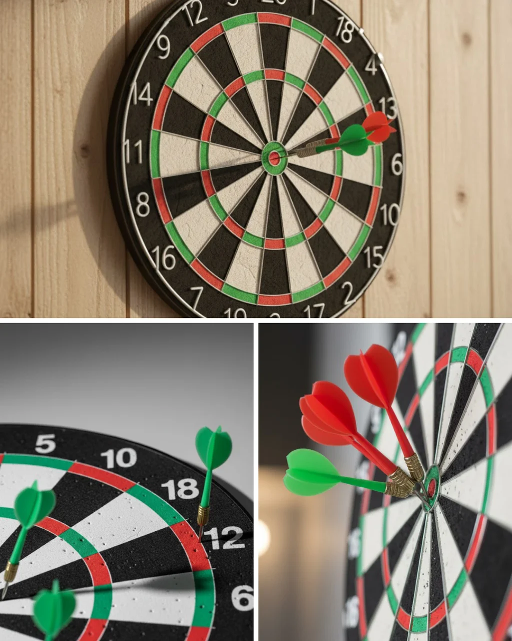 Kaliteli Ahşap Dart Tahtası 12 İnç 4 Adet Metal İğne Uçlu Ok - Lisinya