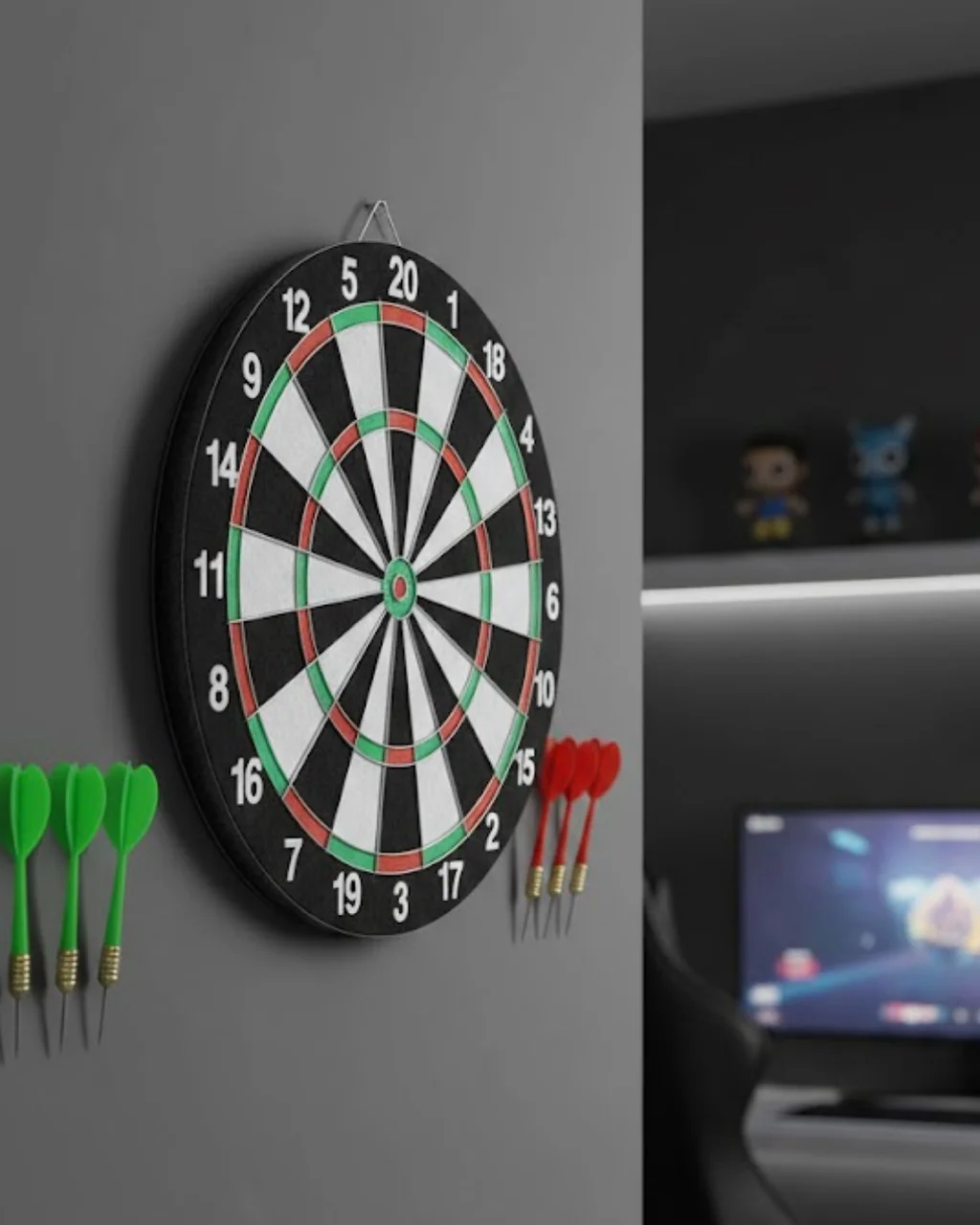 Kaliteli Ahşap Dart Tahtası 12 İnç 4 Dart Ok Seti - Lisinya