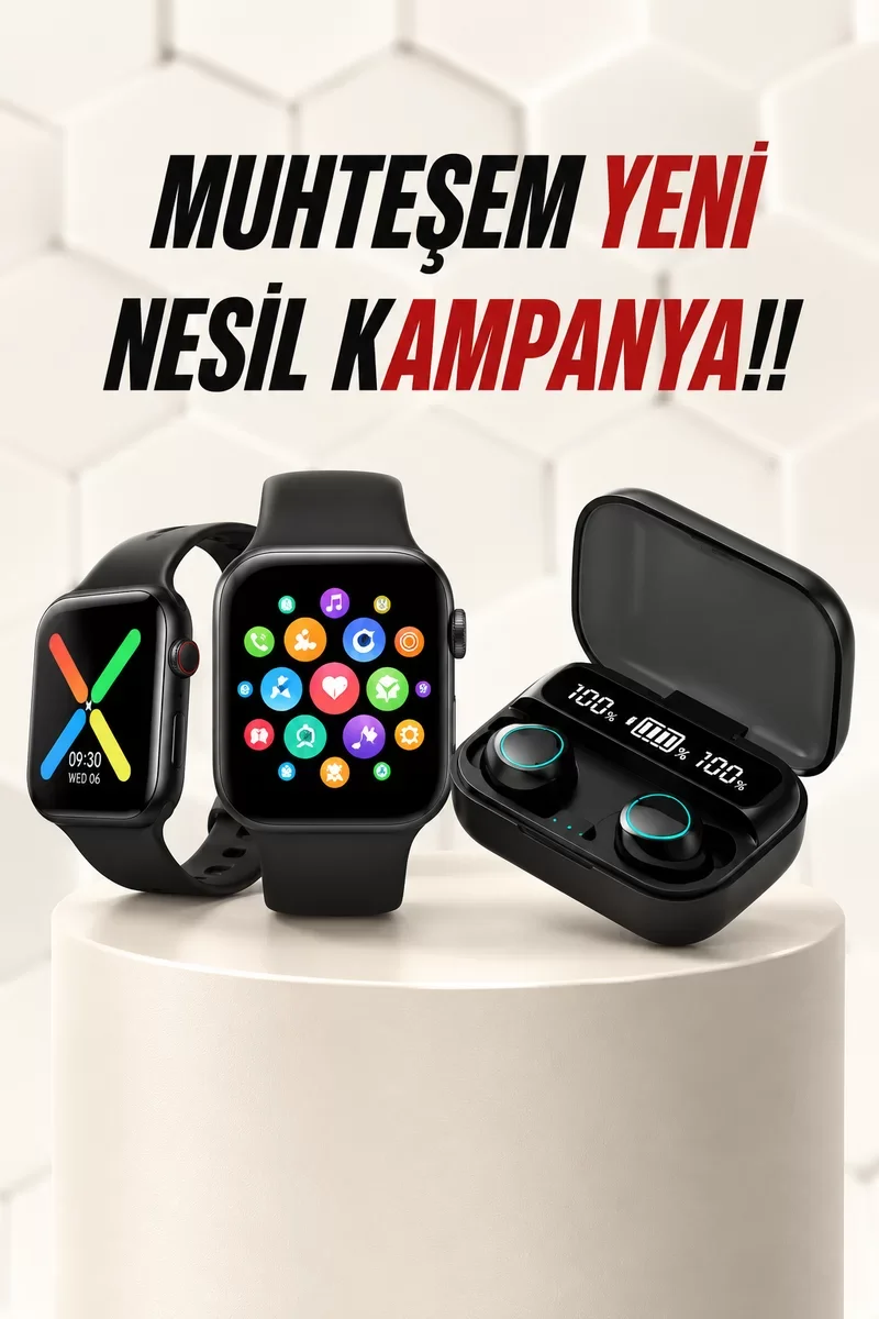 Kaliteli Akıllı Saat ve Kaliteli Bluetooth Kulaklık ANC Özelliği Uzun Pil Ömrü