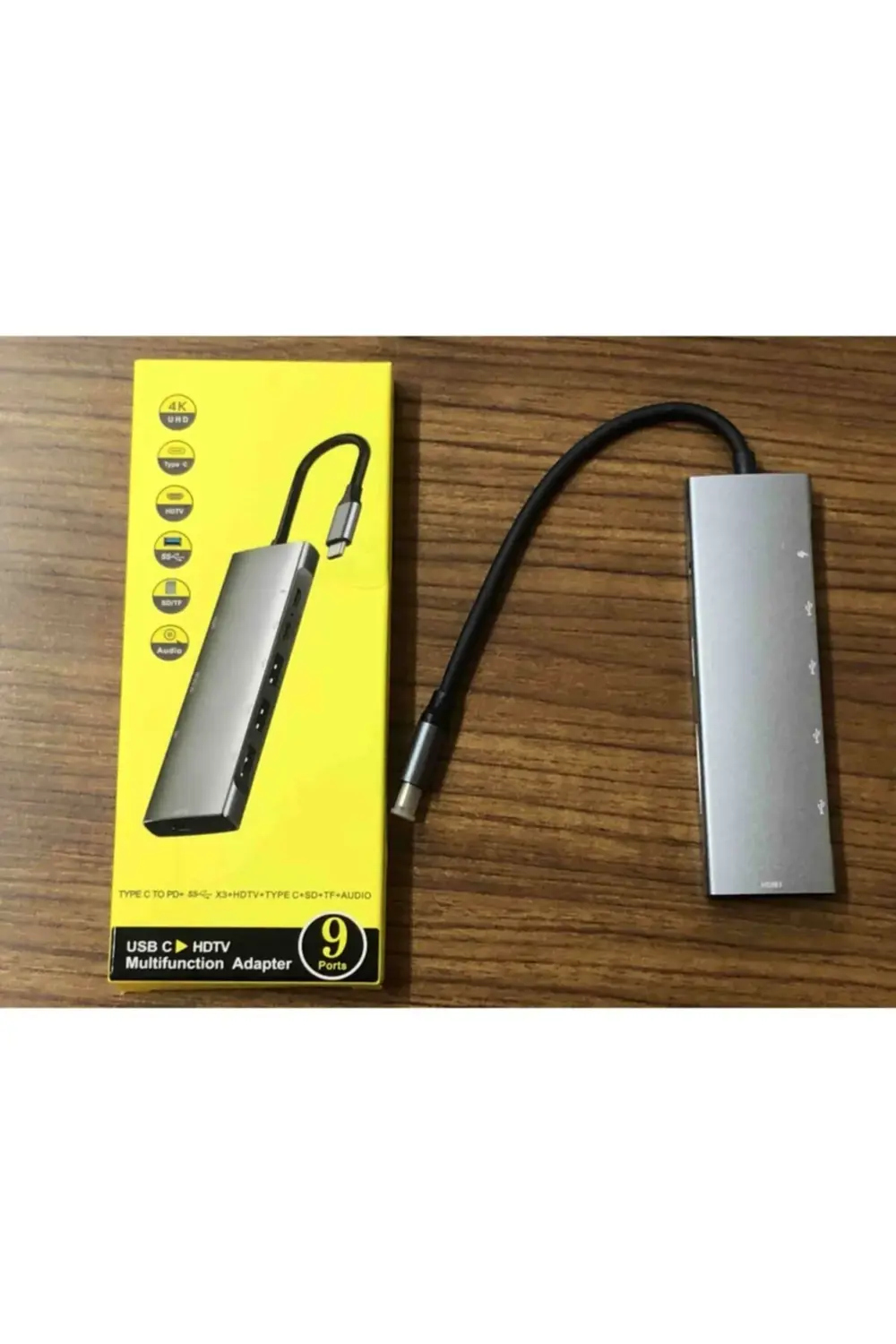 Kaliteli Gri Metal Kasa 9-in-1 Usb Type-c Hub Hdmı Şarj Usb 3.0 P