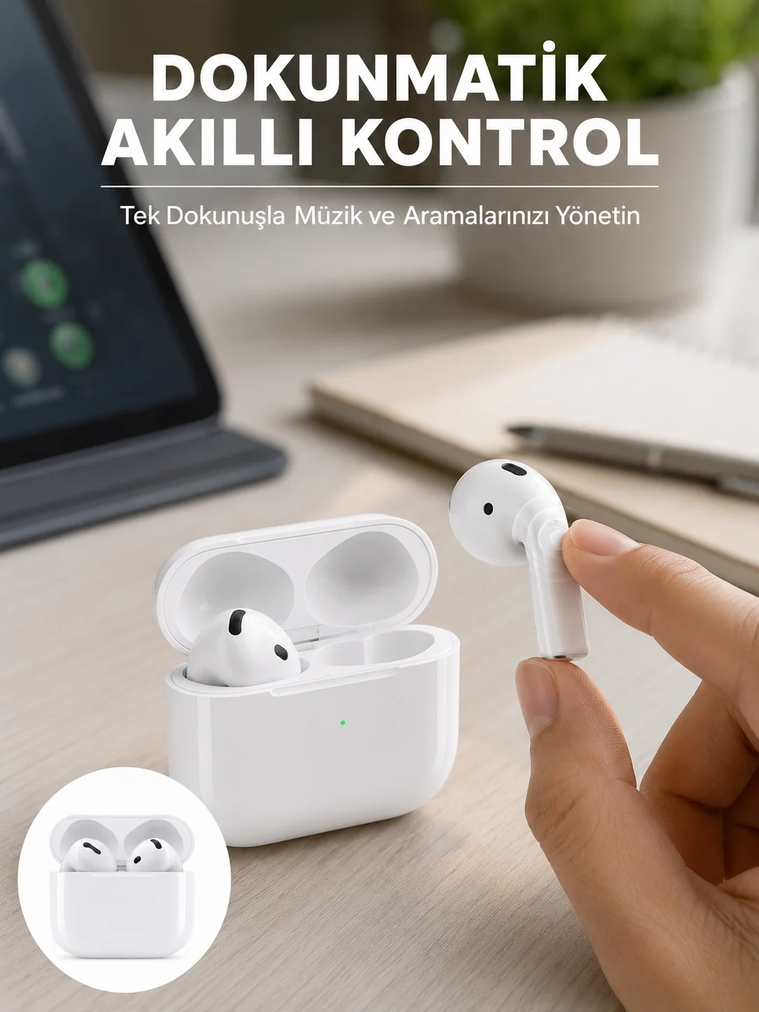 Kaliteli Ucuz İOS ve Android Uyumlu TWS Bluetooth Kulaklık ANC Öz