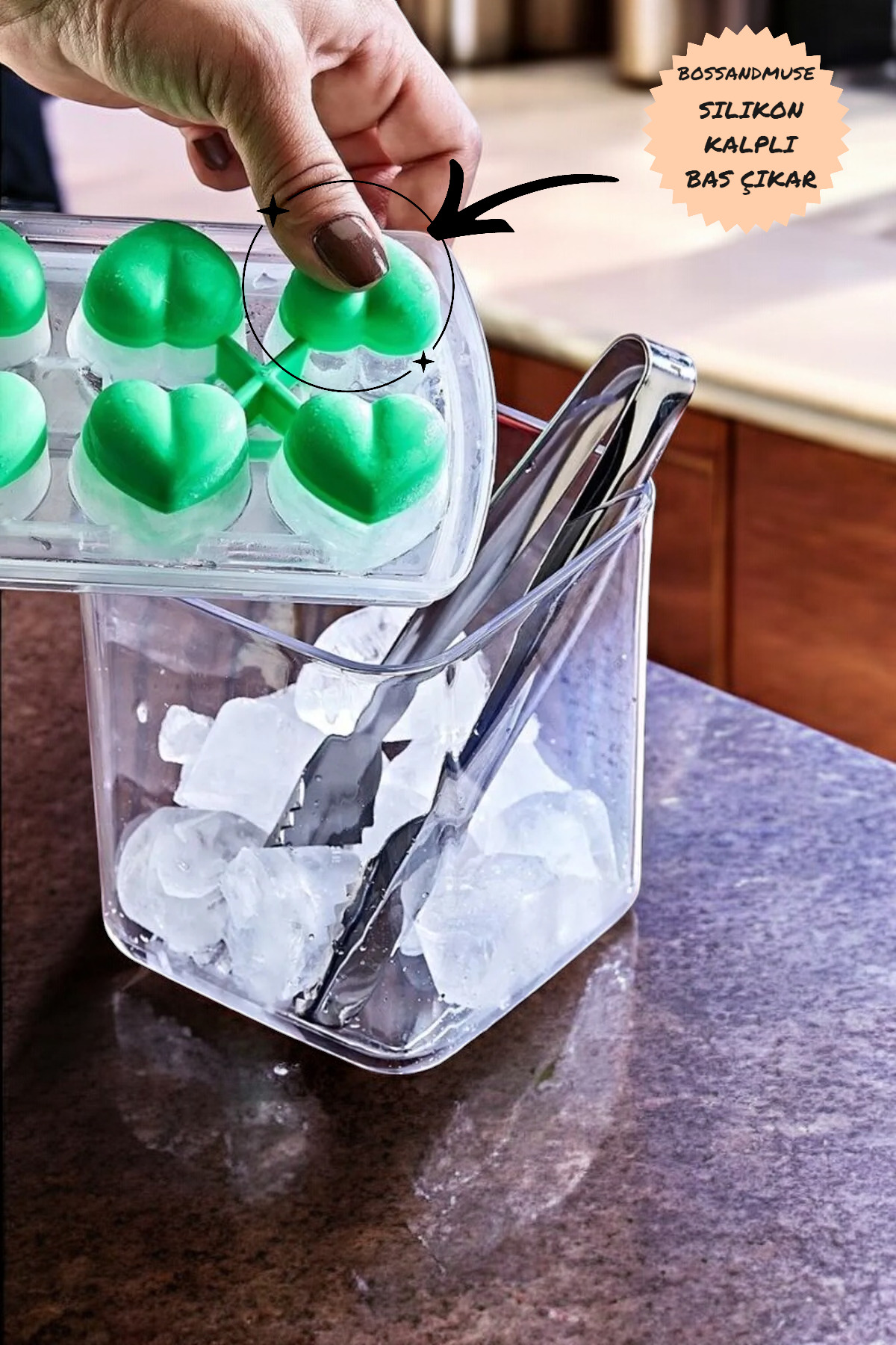 Kaliteli Yapışmaz Kalp Desenli Bas Çıkar Buz Kalıbı Renkli Kaliteli Yapışmaz Kalp Desenli Bas Çıkar Buz Kalıbı Renkli