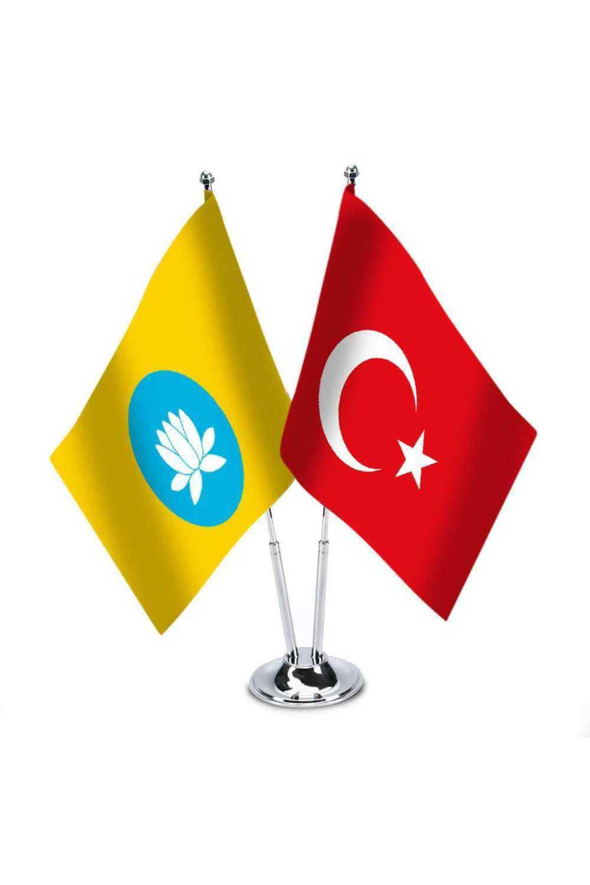Kalmuk Cumhuriyeti - Türkiye -saten Masa Bayrağı