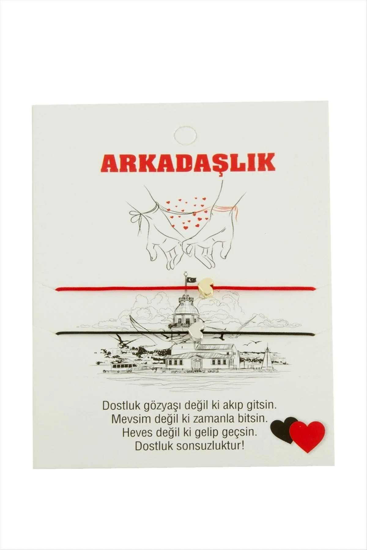 Kalp Arkadaşlık İp Bileklik 2 Adet
