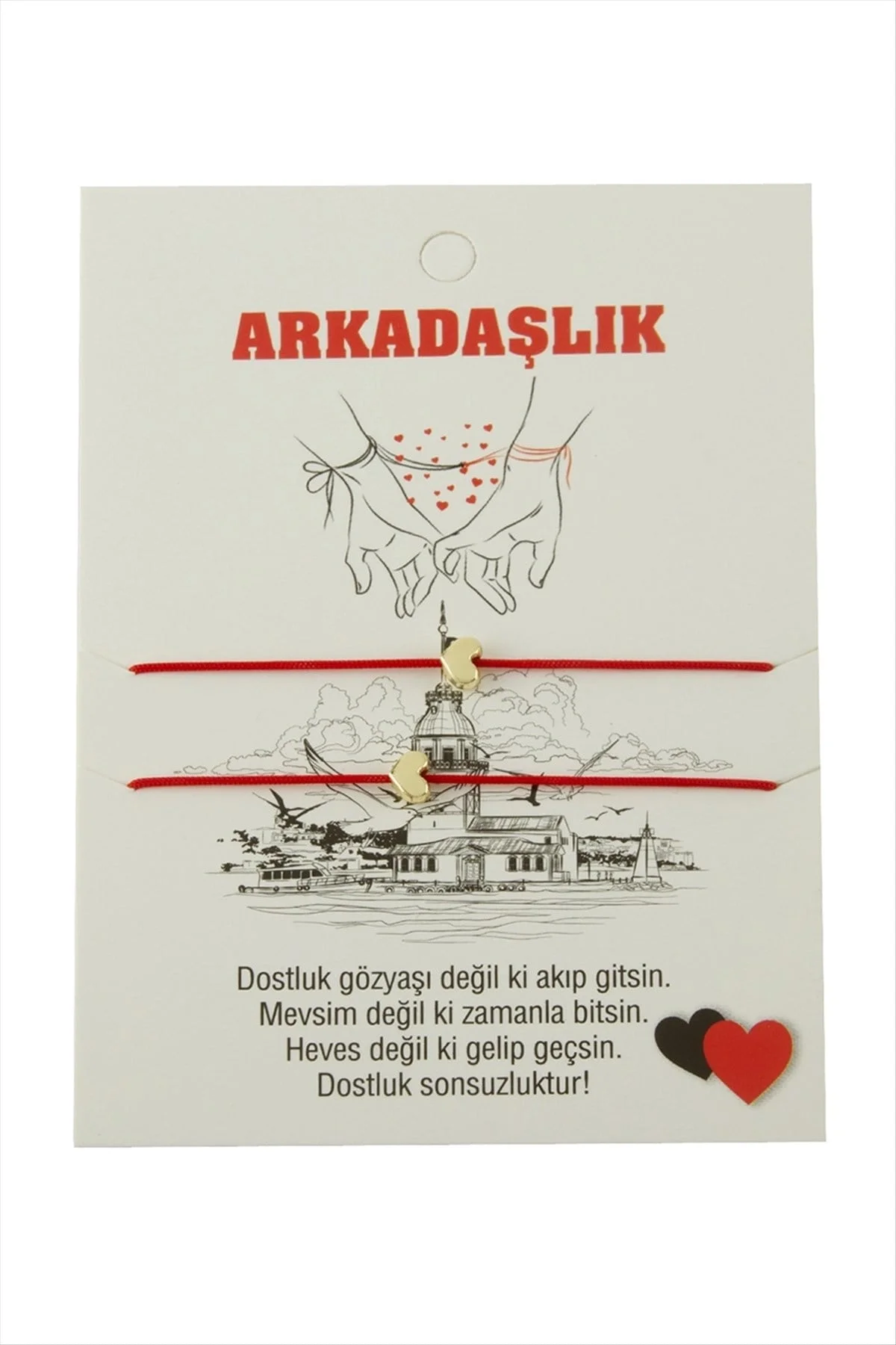 Kalp Arkadaşlık İp Bileklik 2 Adet