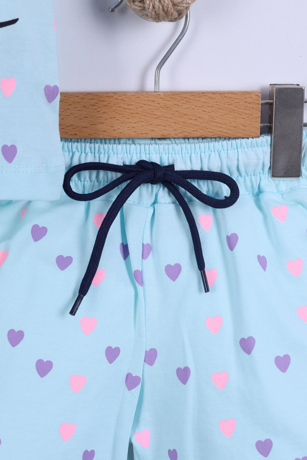 Kalp Baskılı Kız Çocuk T-Shirt Şort Takım 3/6 yaş