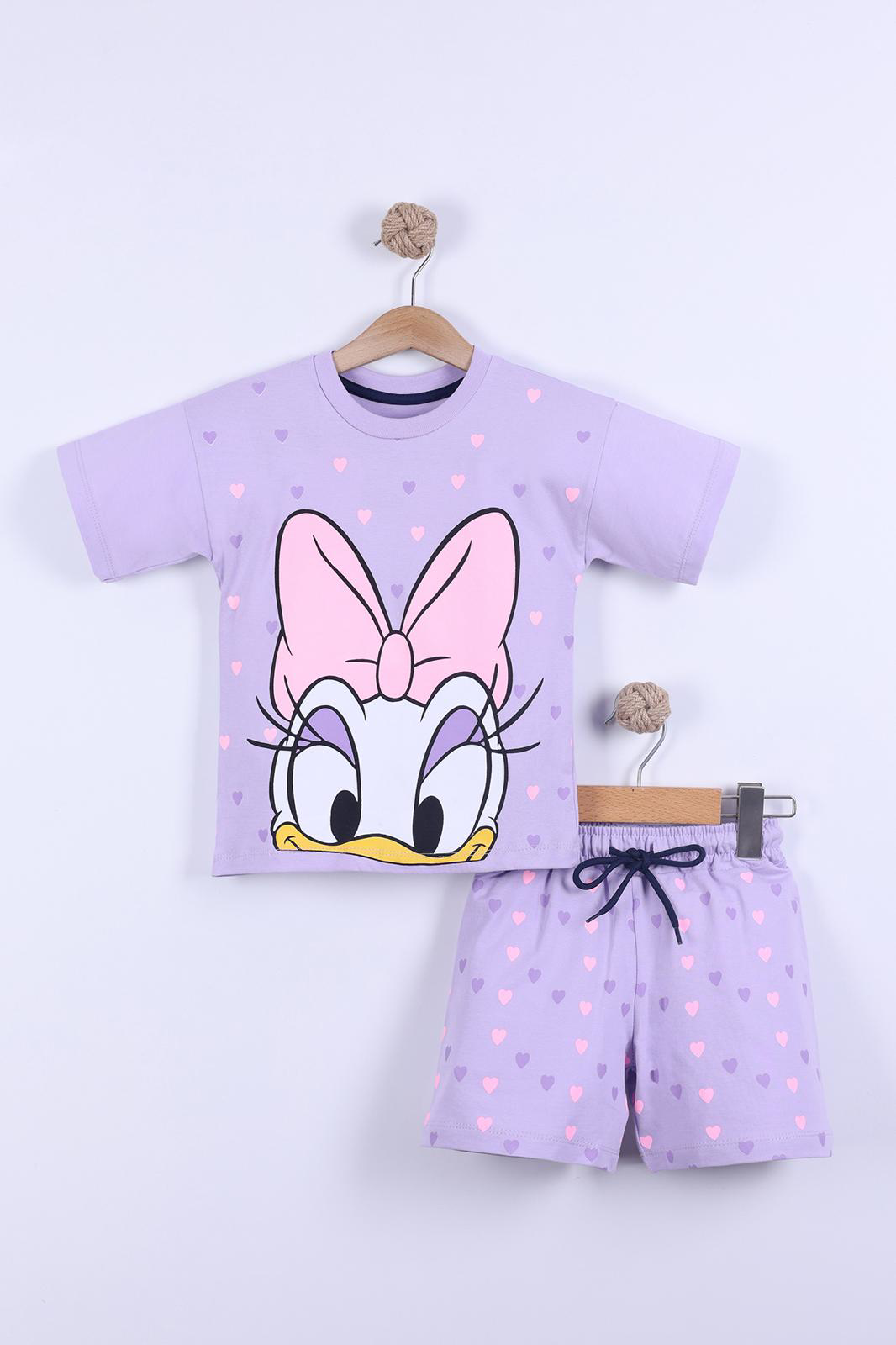 Kalp Baskılı Kız Çocuk T-Shirt Şort Takım 3/6 yaş