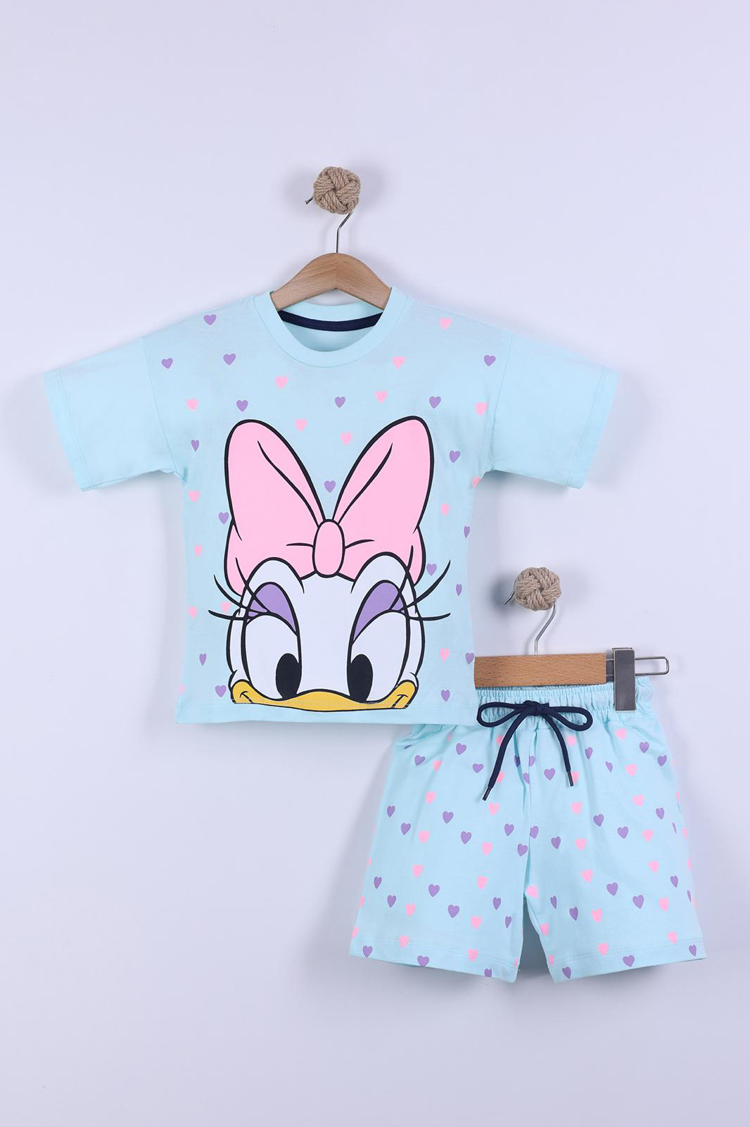 Kalp Baskılı Kız Çocuk T-Shirt Şort Takım 3/6 yaş