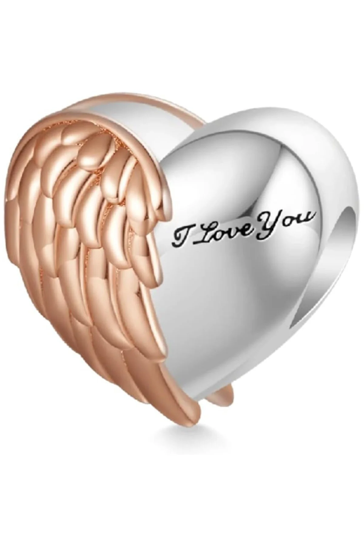 Kalp Charm, 925 Ayar Gümüş, Zirkon Taşlı, Sevgililer Günü Temalı, Uniseks, 'I Love