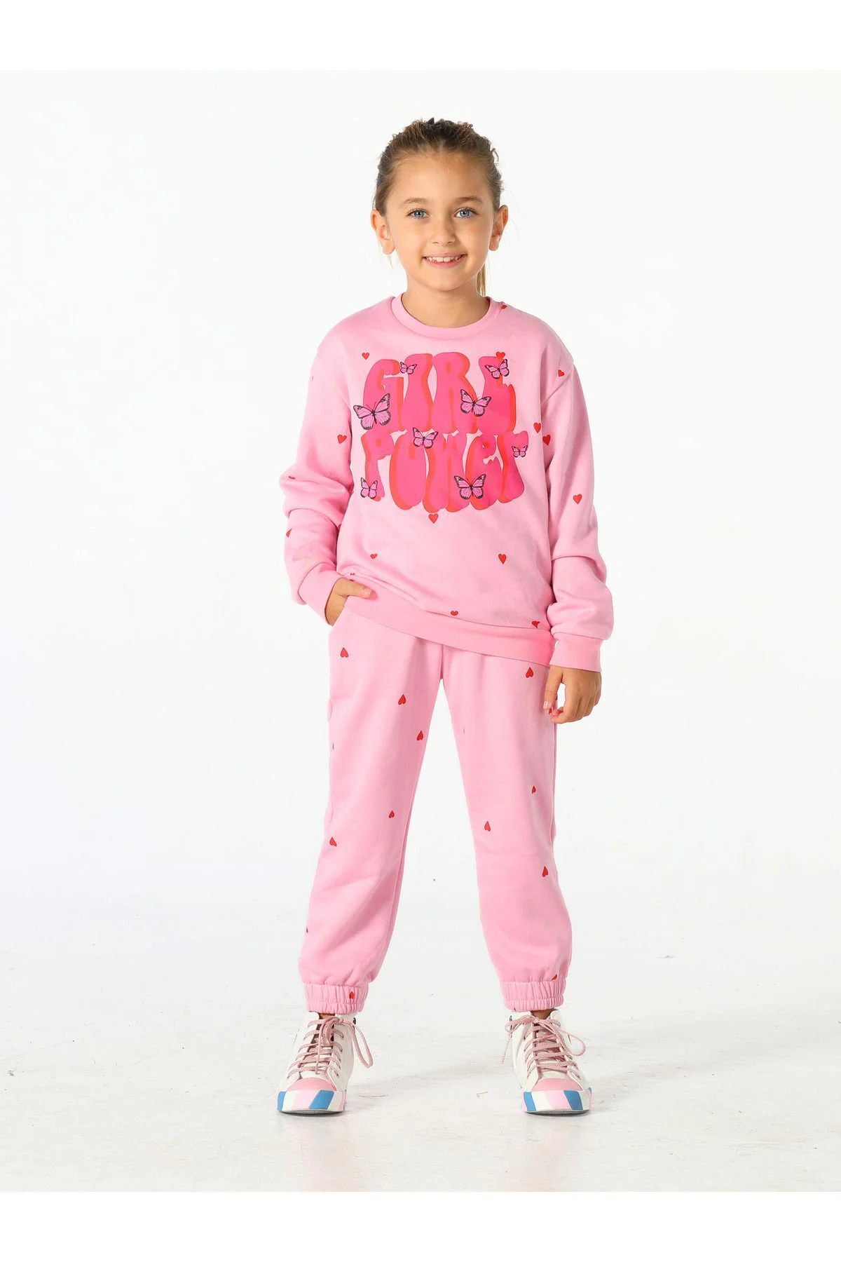Kalp Desenli Girl Power Eşofman Takım